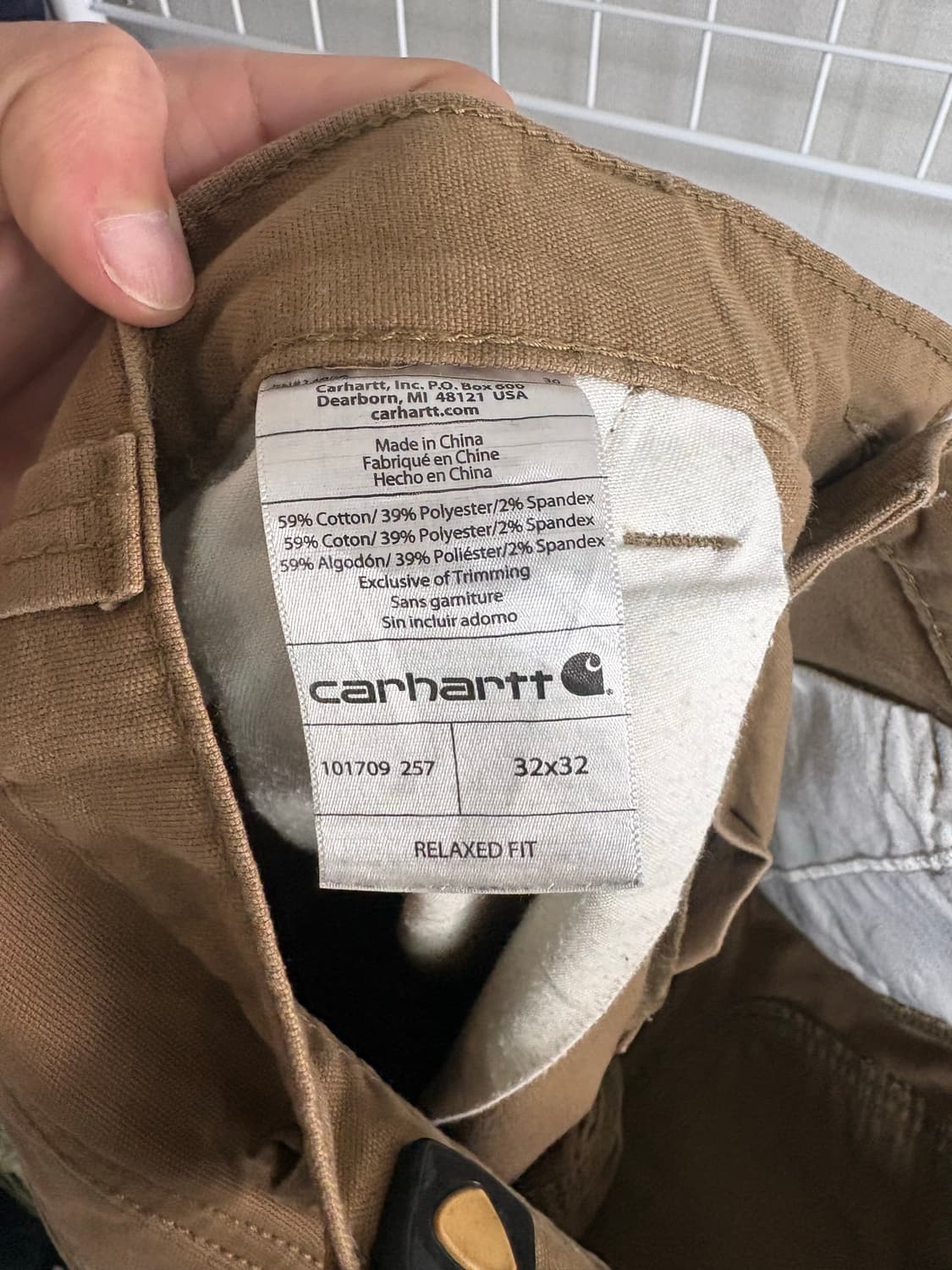  칼하트 relaxed fit 브라운 팬츠 32x32 상품이미지4