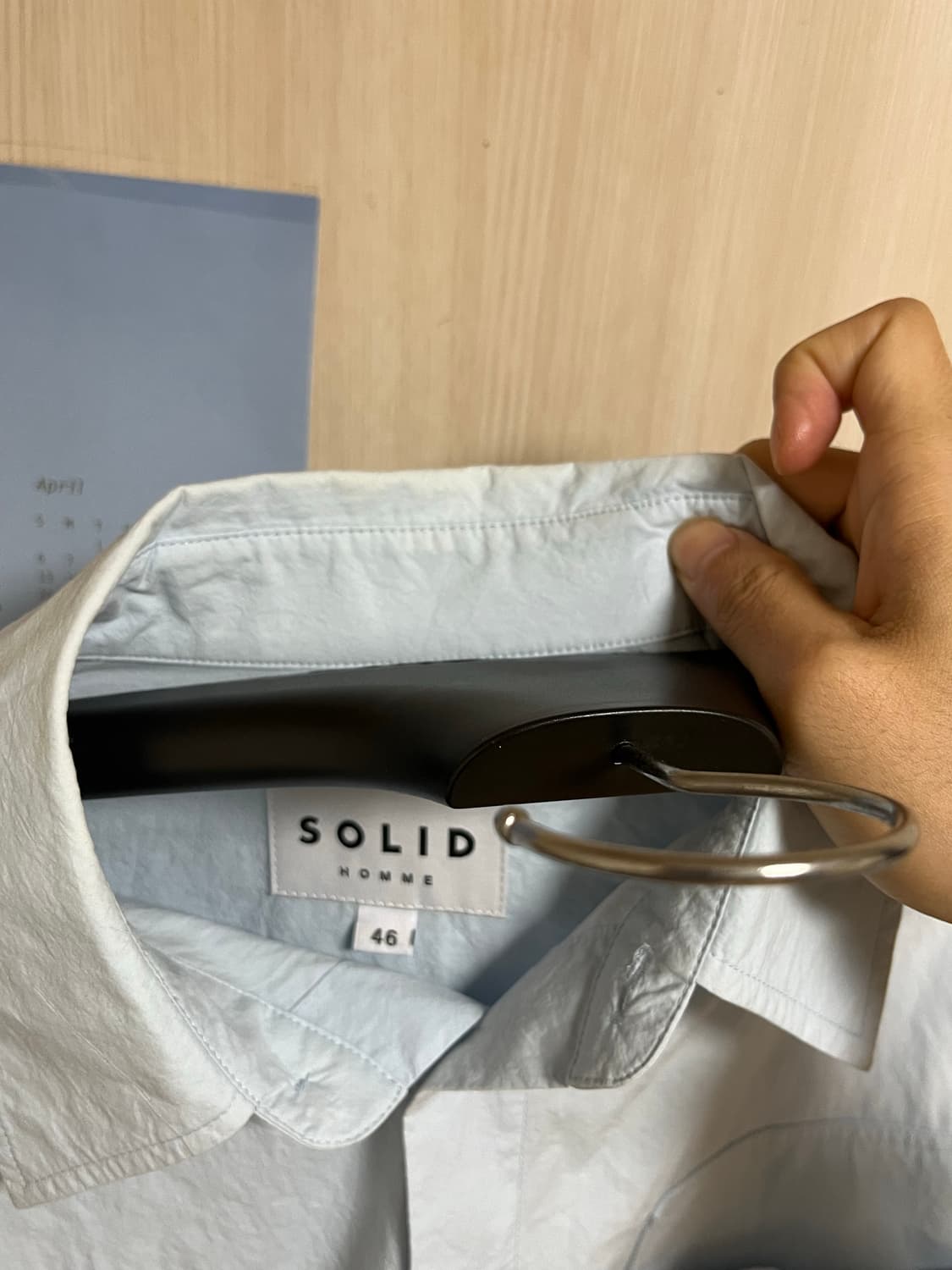 솔리드옴므 오버핏 페이퍼셔츠 스카이블루 상품이미지5