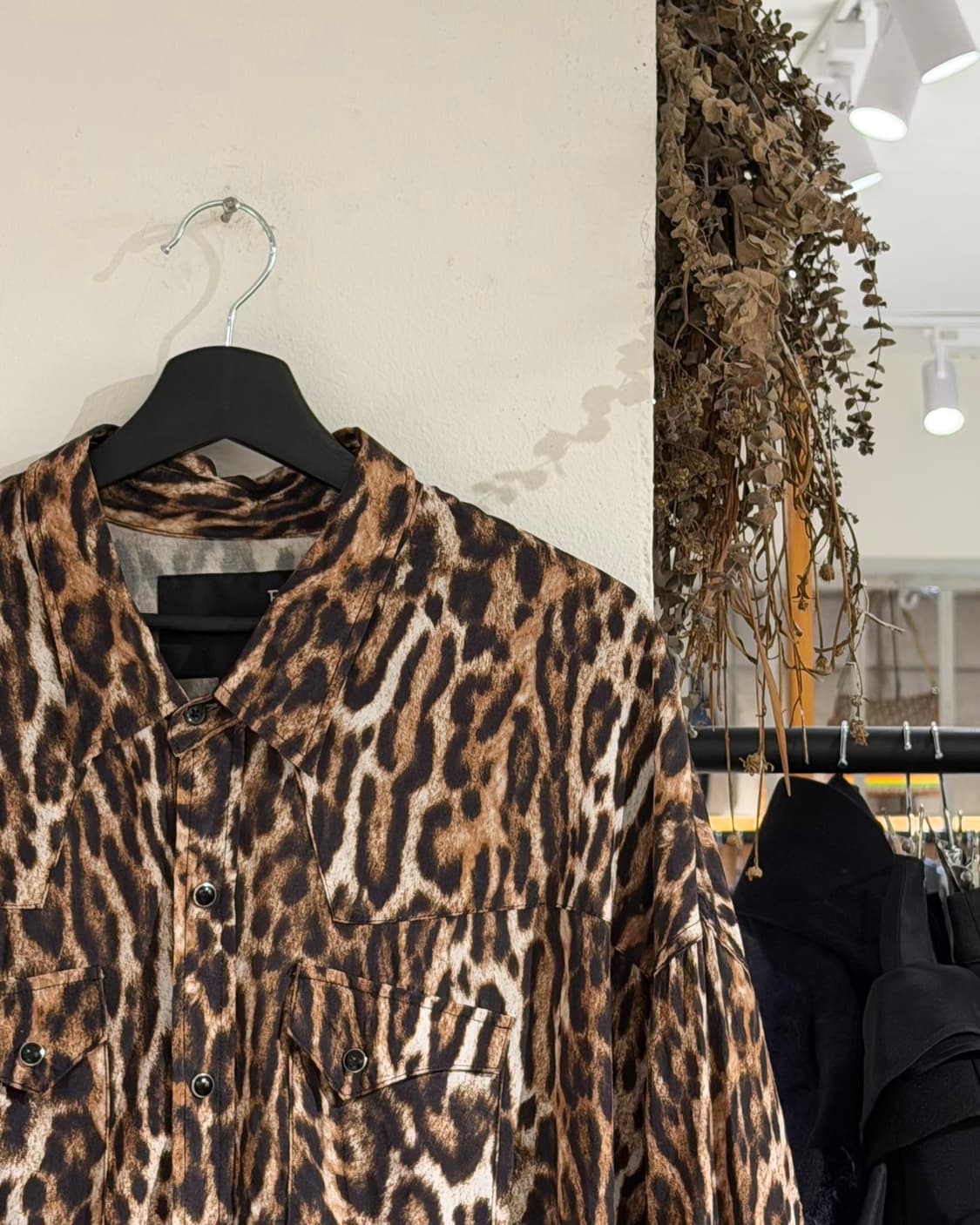 r13 레오파드 프린트 실크 오버사이즈 카우보이 셔츠 상품이미지3