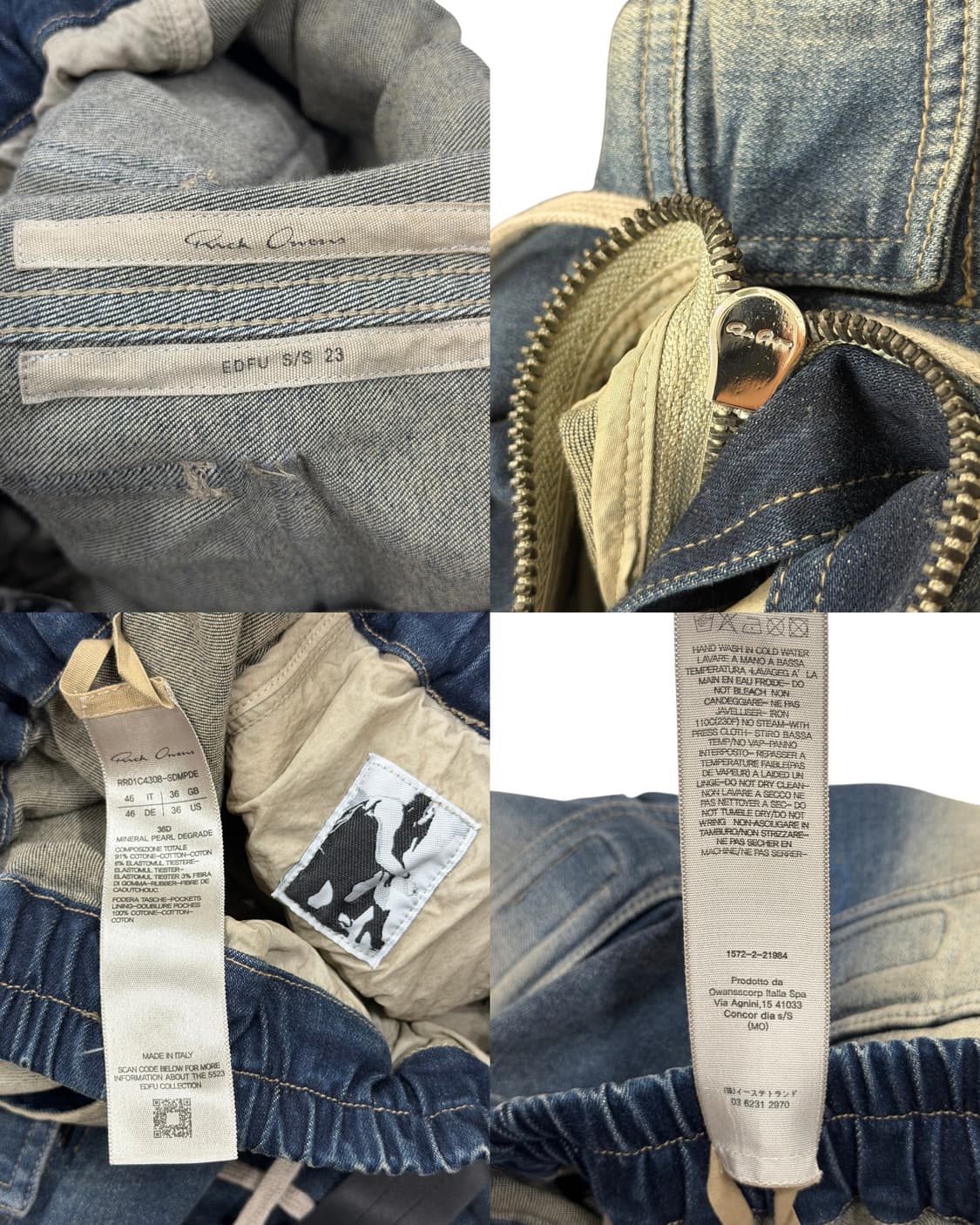 릭오웬스 더블 카고 점보 벨라스 진 미네랄 펄 디그레이드 46 상품이미지7