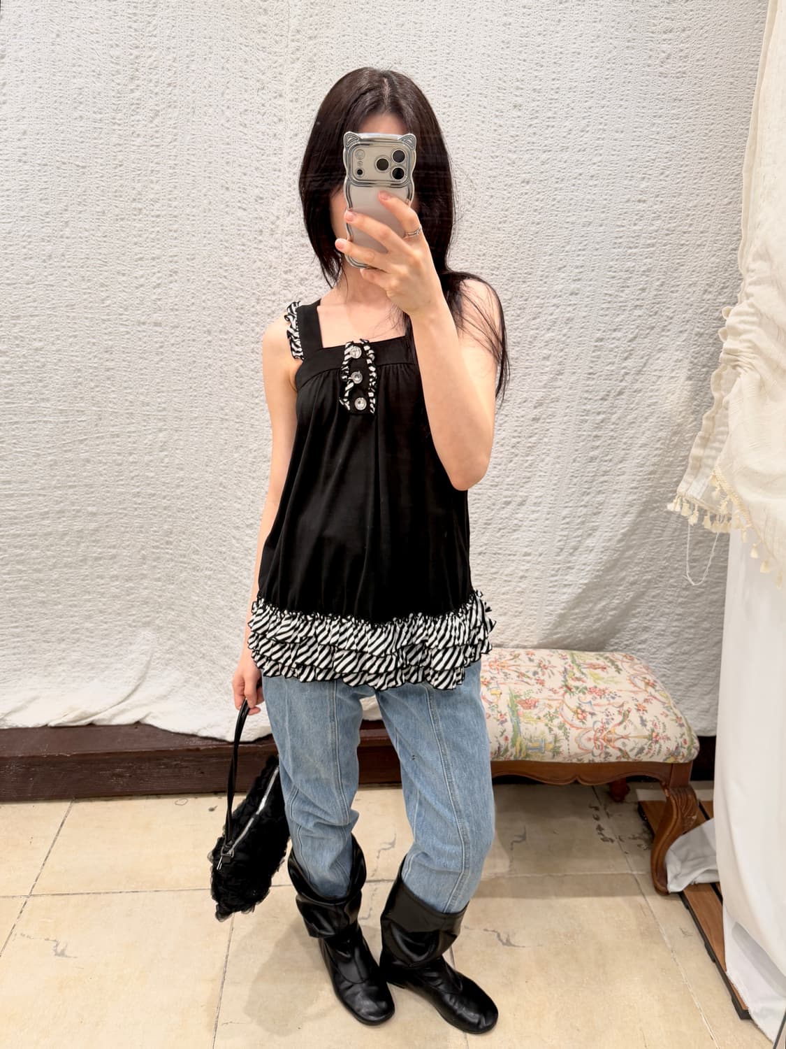 Black&white frill sleeveless 상품이미지6