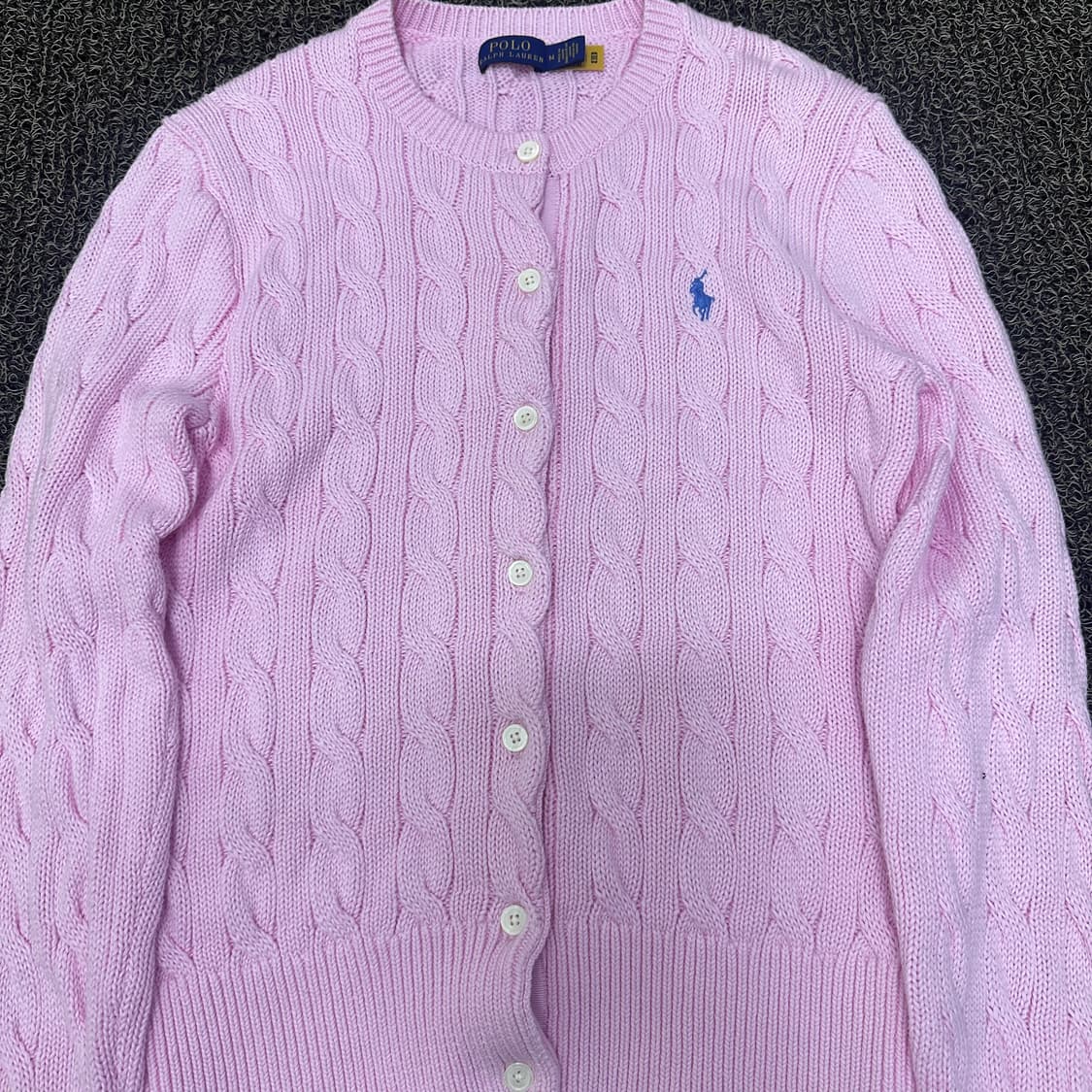 POLO 폴로 랄프로렌 신상 여성 꽈배기 케이블 니트 가디건 핑크 M 상품이미지3