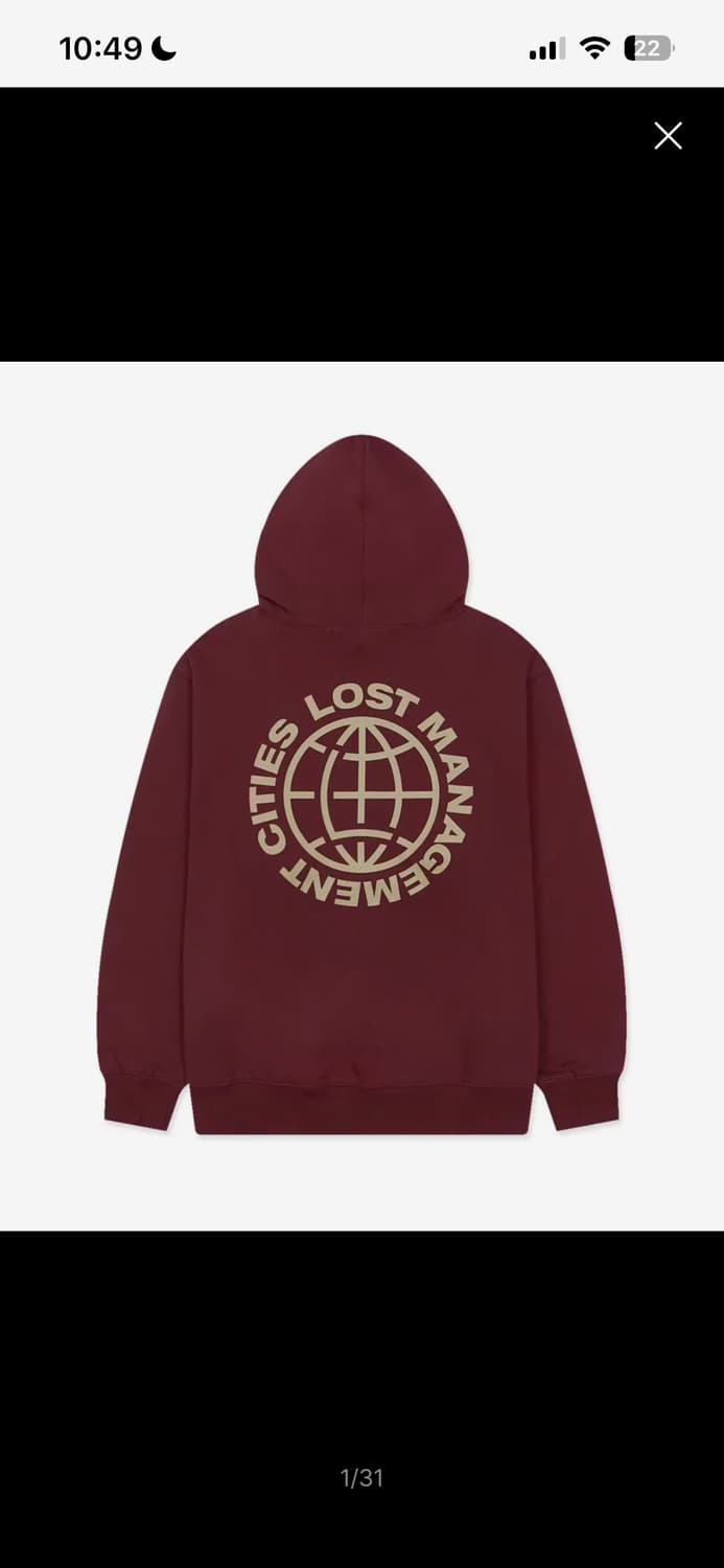엘엠씨 버건디 후드티 상품이미지1