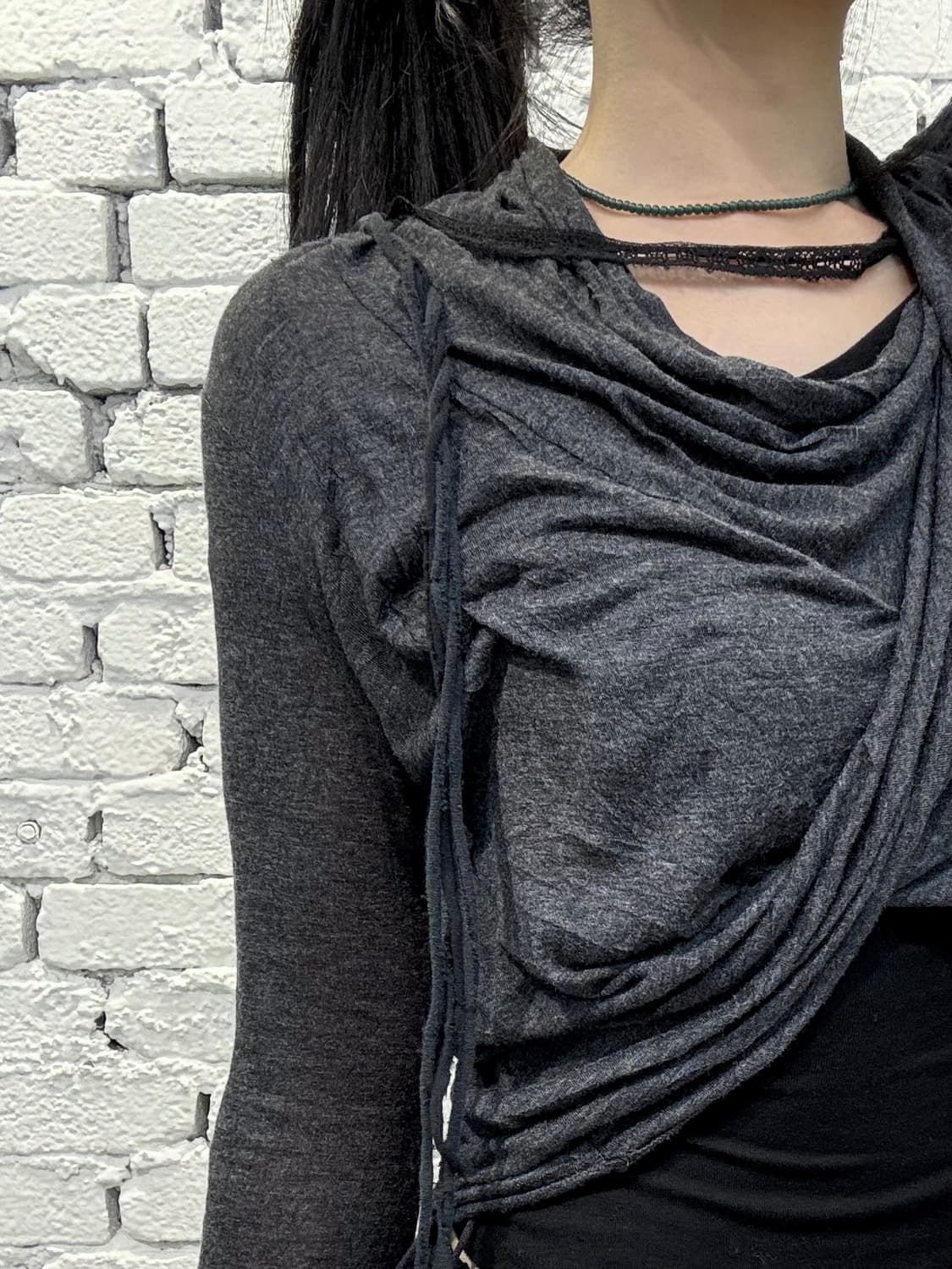 Asymmetric Draped Layered Long SleeveTop 상품이미지5