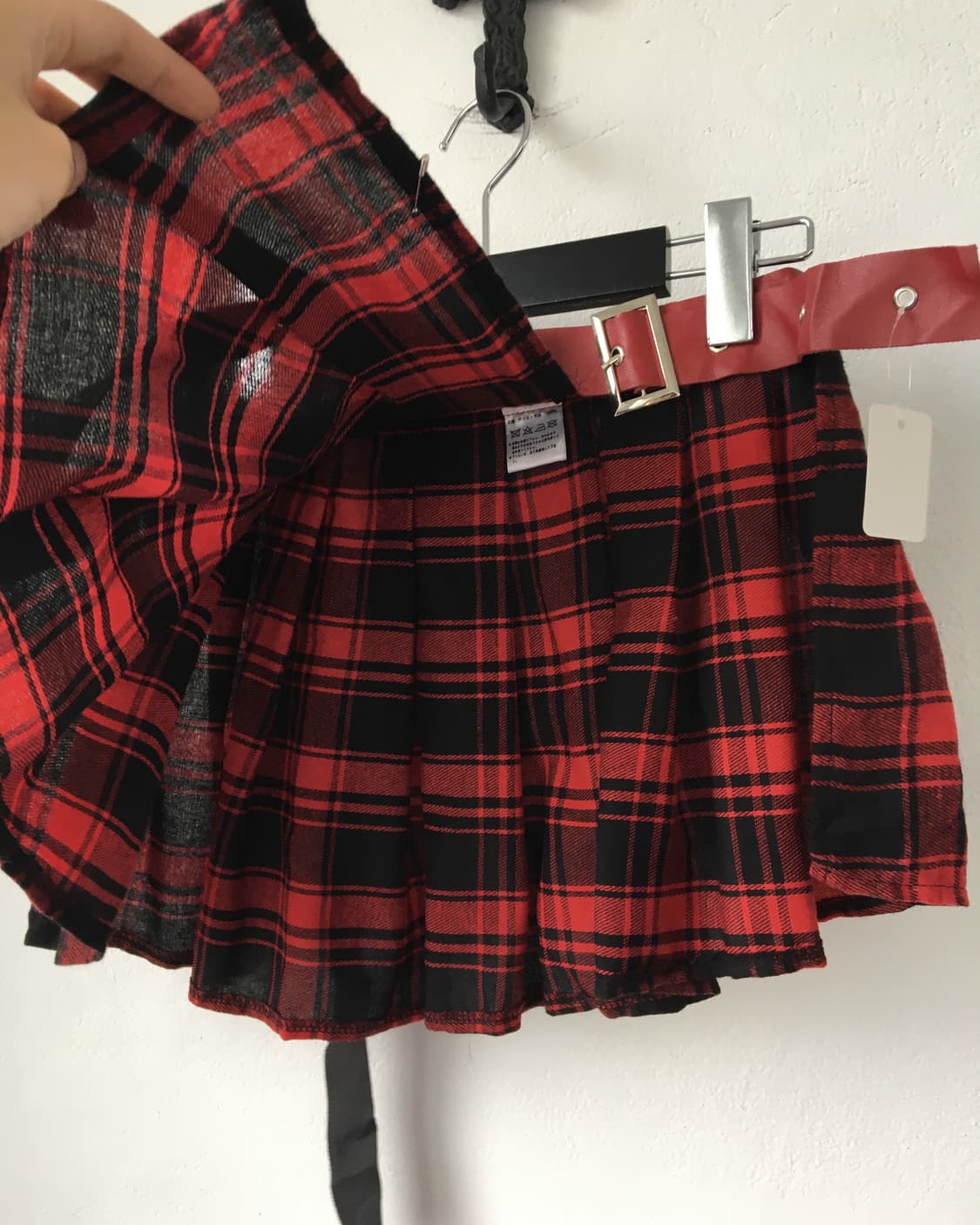 Belted check pattern layered skirt 상품이미지4