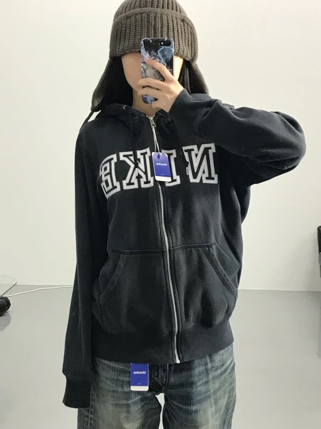 나이키 빅 로고 블랙 후드집업 상품이미지1