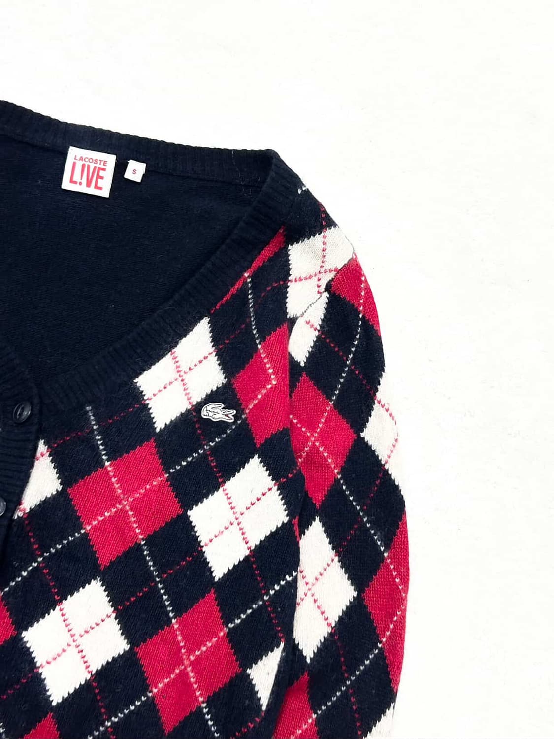 라코스테 아가일체크 캐시혼방 울 가디건 상품이미지7
