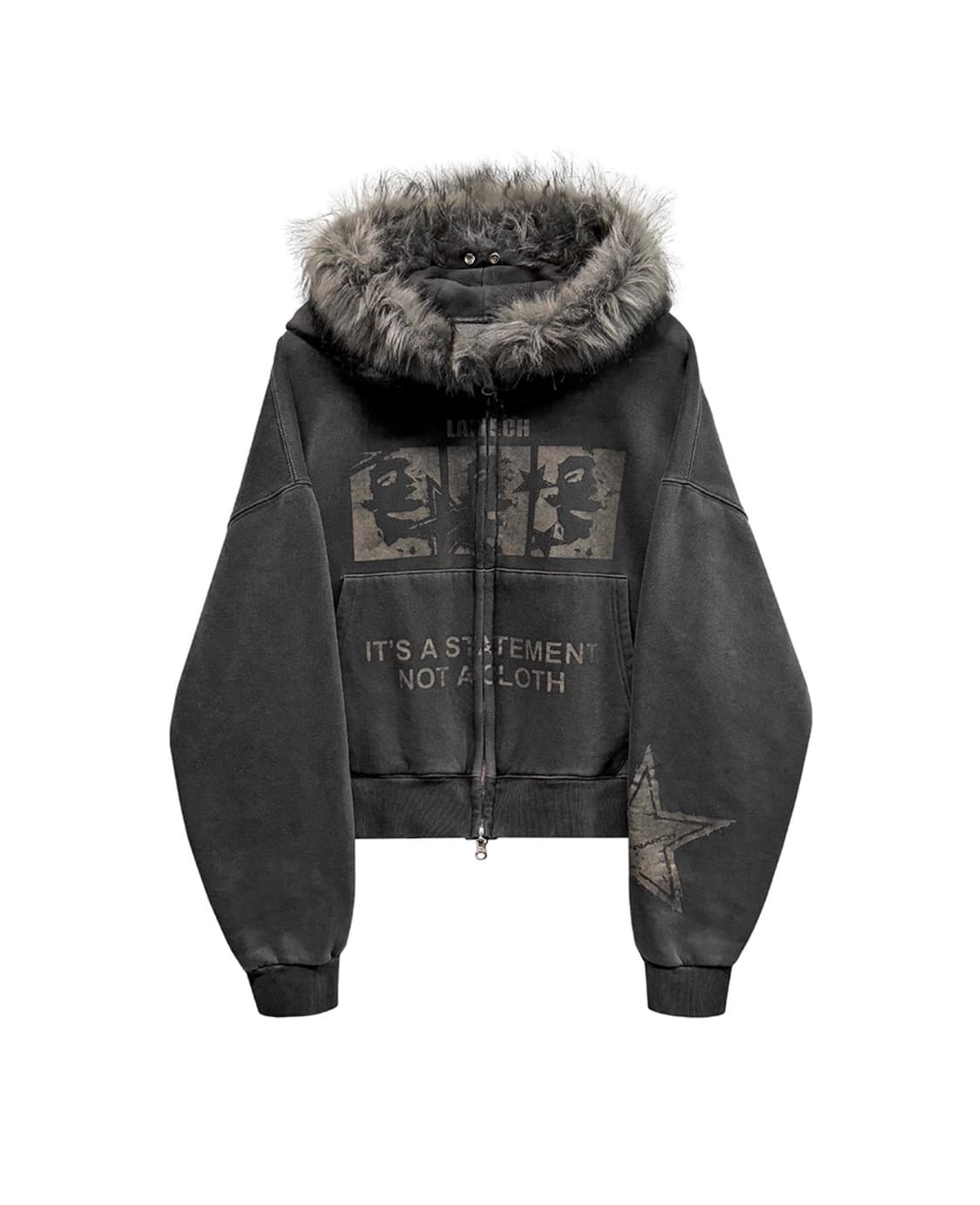 랜 아카이브 폭스 퍼 스타 프린트 후드 집업 차콜 상품이미지2