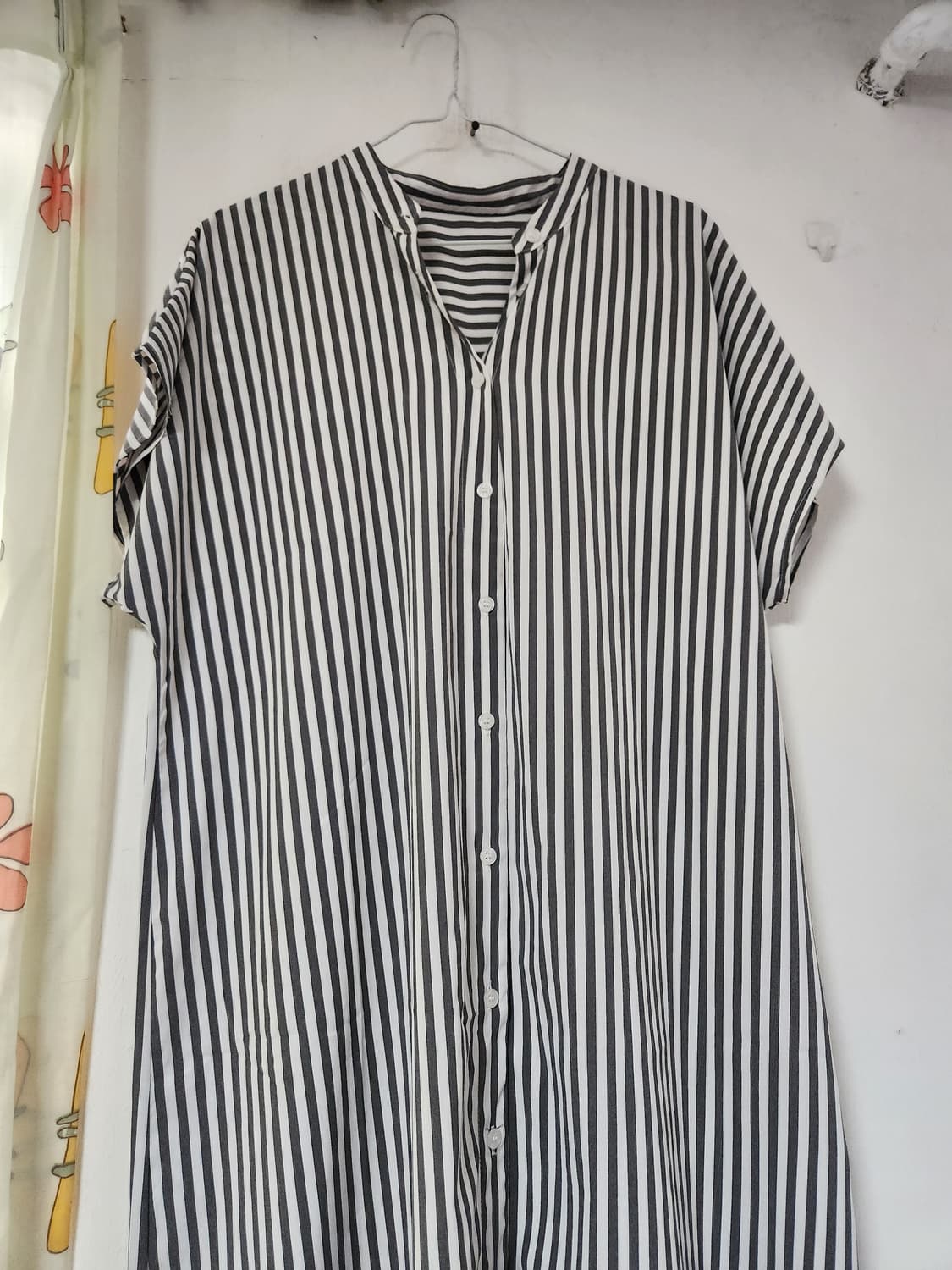 빅사이즈 스트라이프 롱 셔츠 원피스(가슴반품62센치 상품이미지3