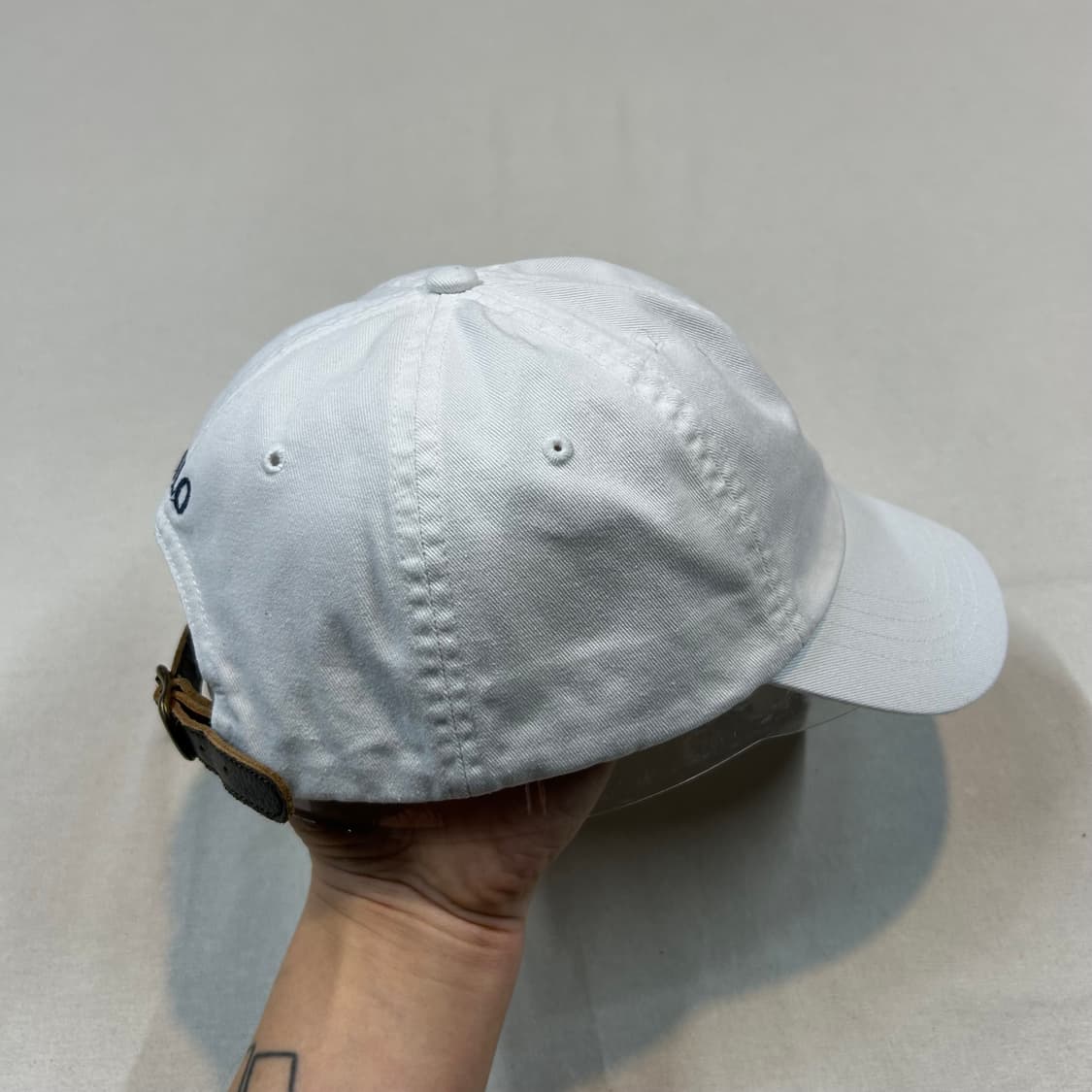 폴로 랄프로렌 화이트 볼캡 모자 가죽스트랩 신형 큐알탭 상품이미지6