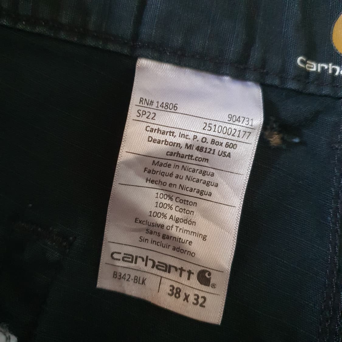 칼하트 Ripstop cargo B342 BLK  No.54 상품이미지5
