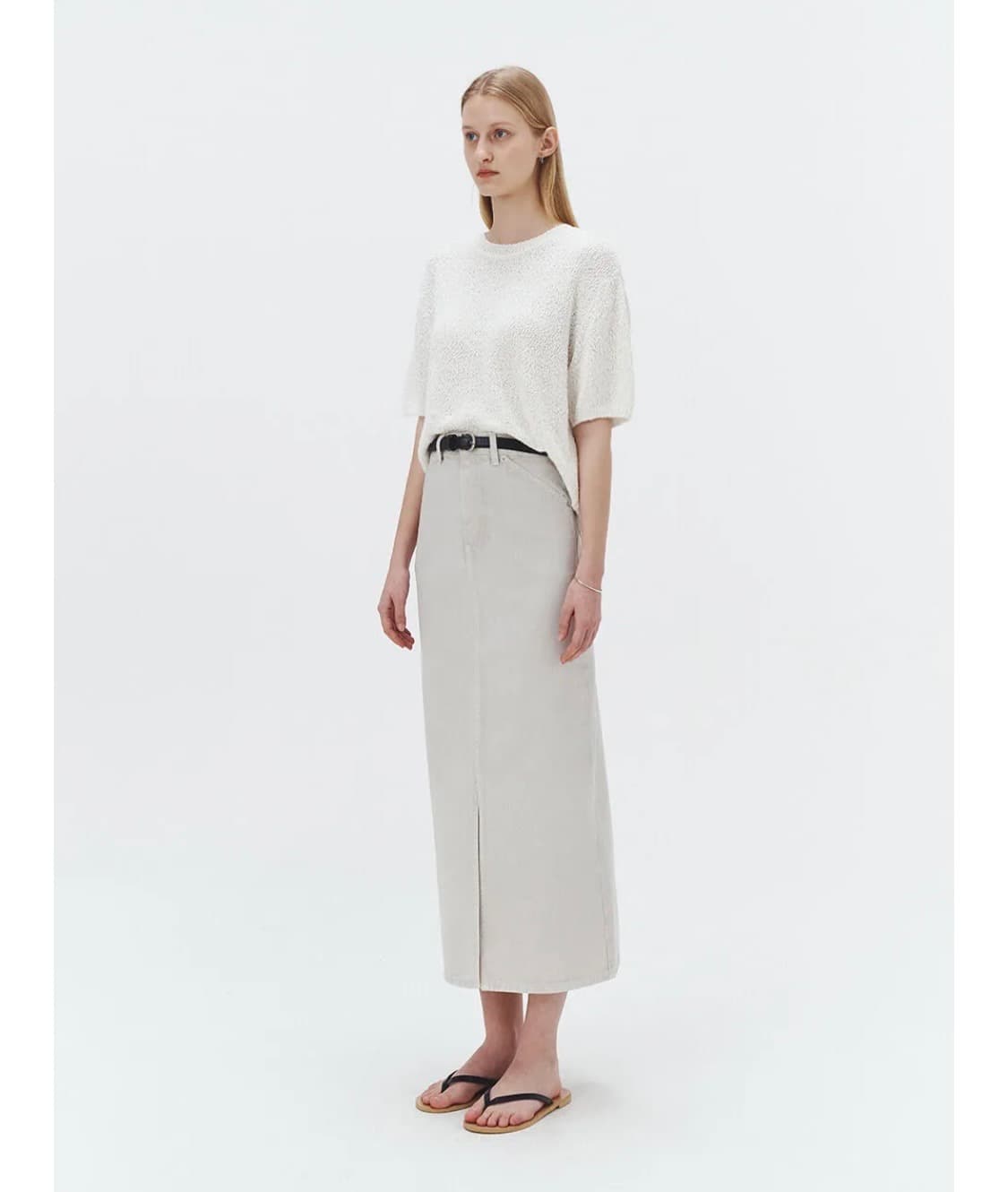 던스트 front slit h-line skirt light-greige 상품이미지2