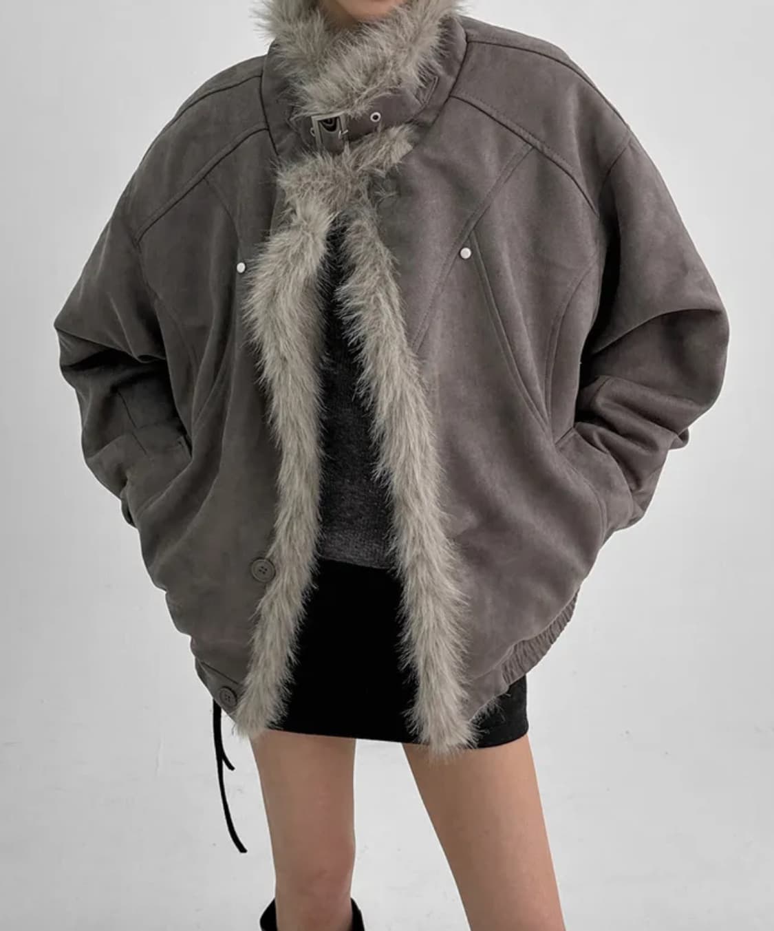 캬롯 하이넥 퍼 패딩 무스탕 상품이미지2