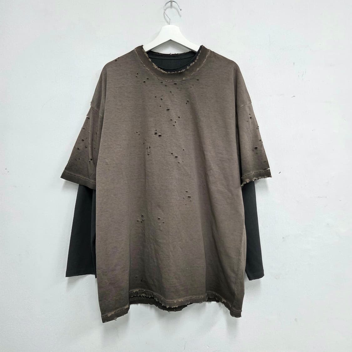 빈티지 워싱 긴팔 레이어드티셔츠 상품이미지1