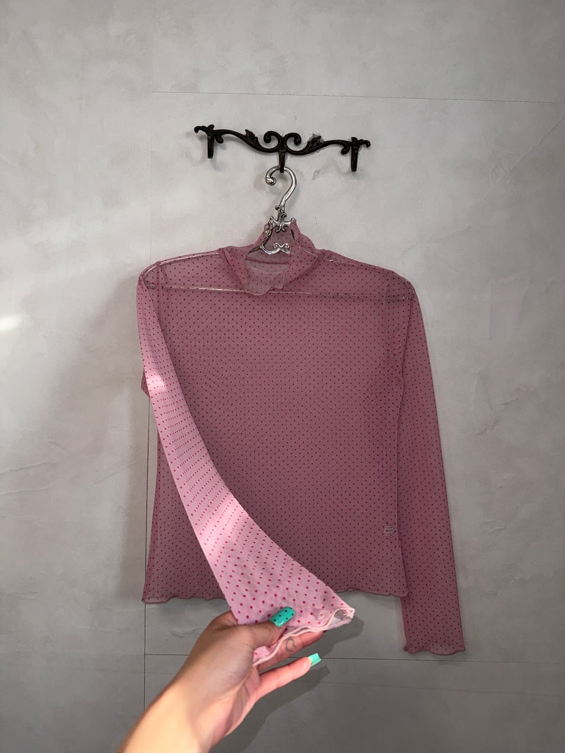 Pink dot mesh top 상품이미지5