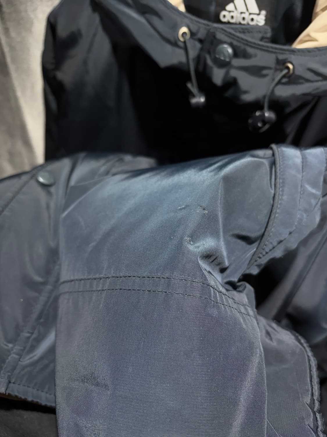 XL 아디다스 삼선로고 빅로고 패디드 나일론 야상 후드자켓 상품이미지9