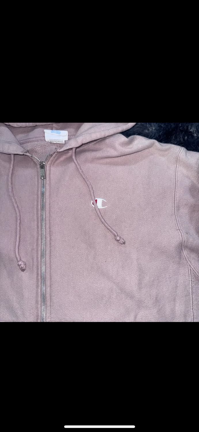 투티/0069 챔피온 리버스 위브 연핑크색 기모 후드집업 상품이미지3