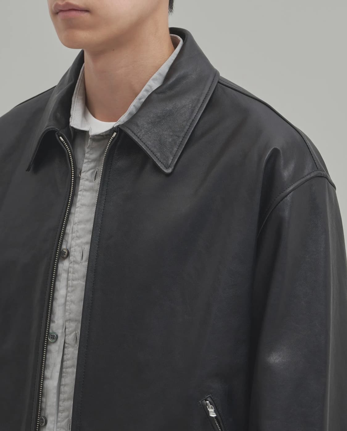 인더로우 아드리안 레더 블루종 블랙 1 상품이미지5