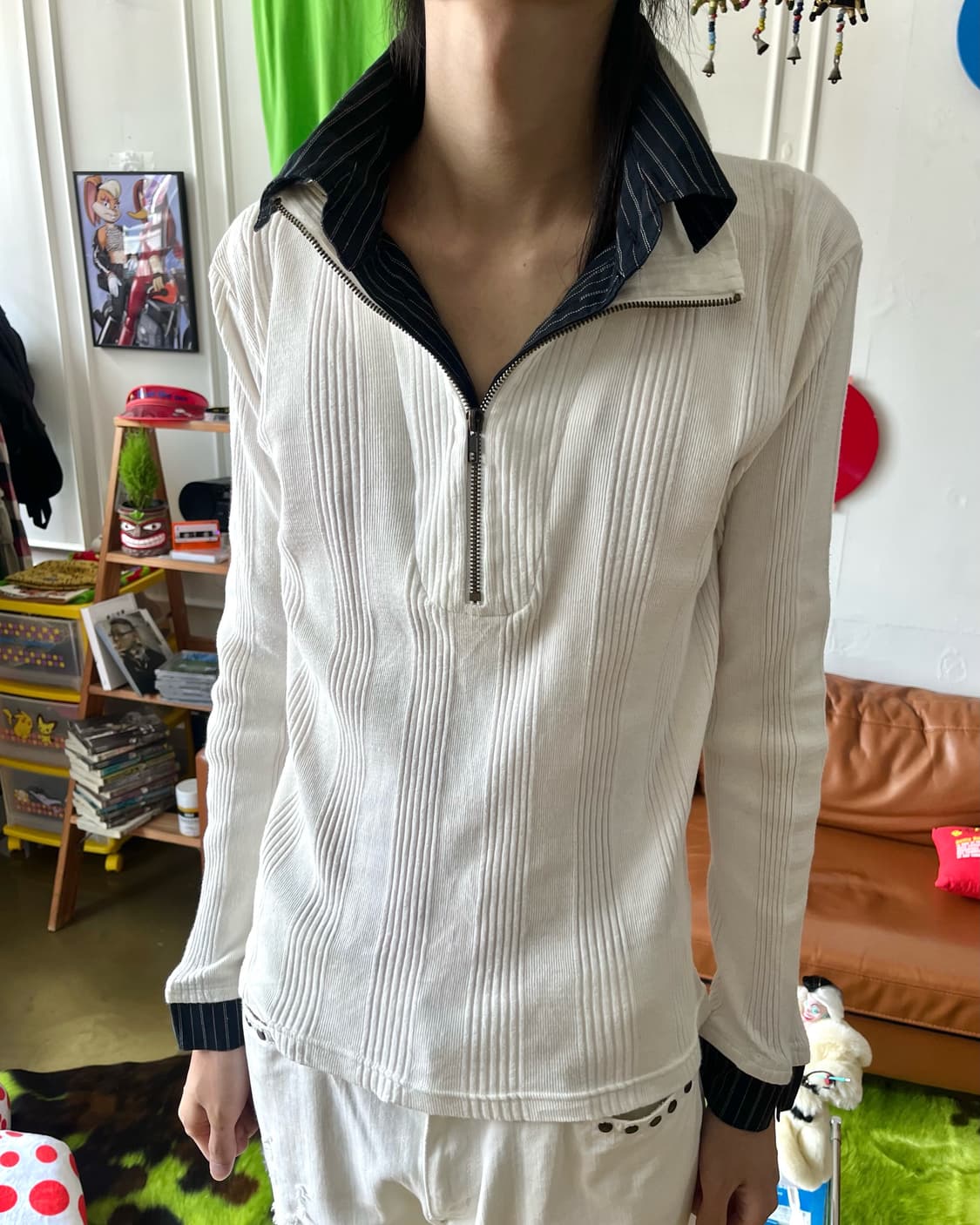 90-00s OVAL DICE Golgi Knit Half Zip-up 상품이미지2