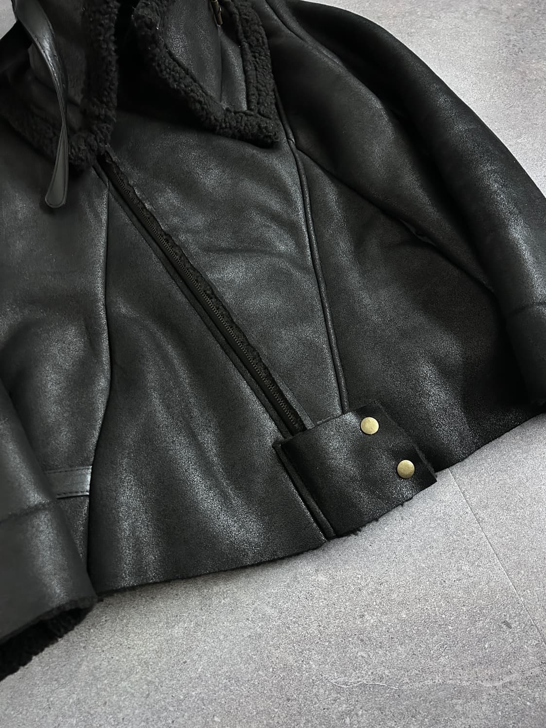 더블 하이넥 시어링 무스탕 자켓 상품이미지5