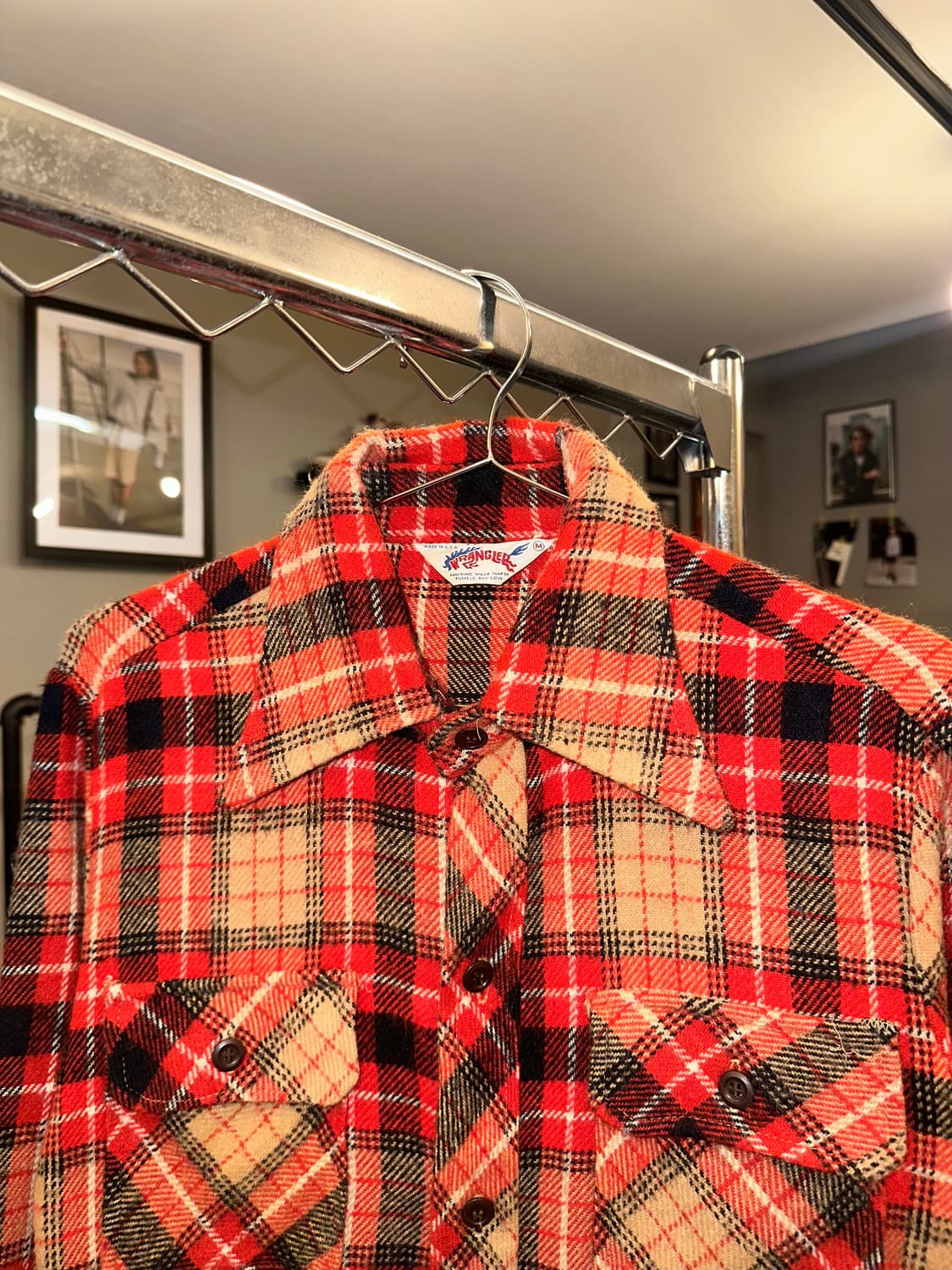 80-90’s Wrangler check flannel shirt 상품이미지4