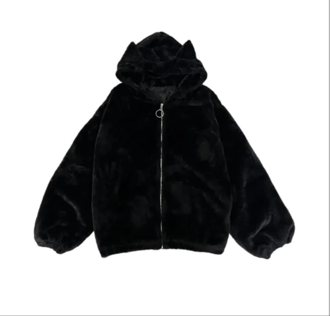 갸루 네코미미 펑크 퍼 집업 상품이미지1