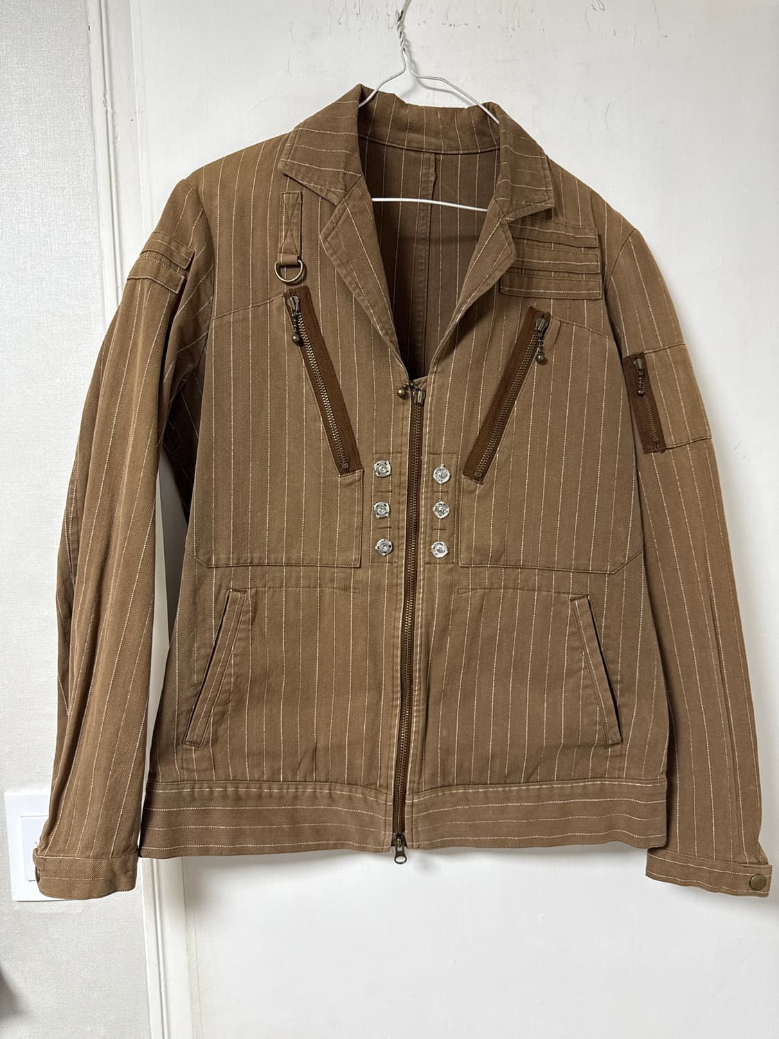 일본 브랜드 AMERICANRAG 앞판 변형 스트라이프 집업 자켓 상품이미지3