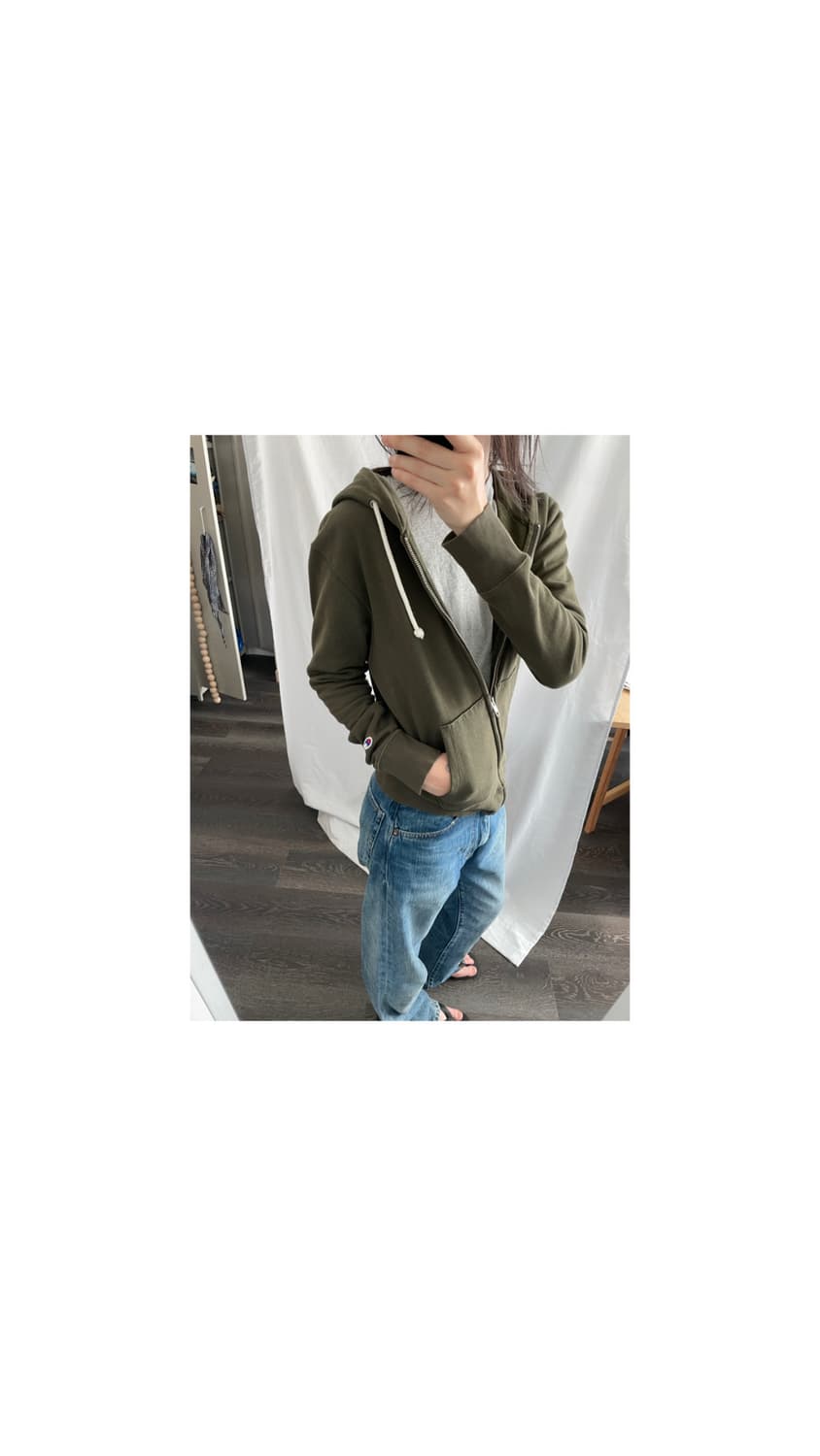 Champion Khaki hood zip up 상품이미지1