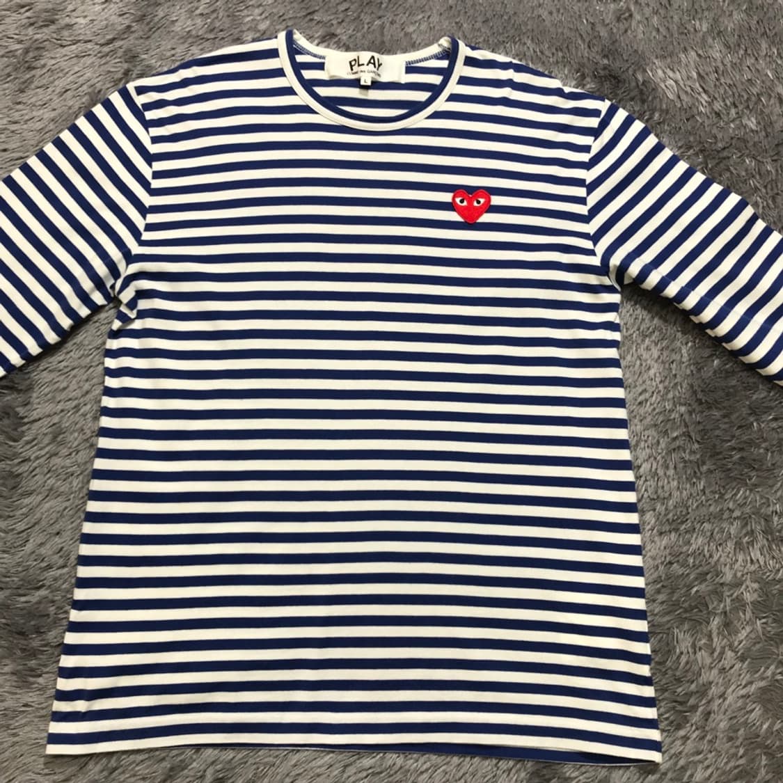 [[L] 꼼데가르송 레드하트 스트라이프 긴팔티셔츠@231  상품이미지1