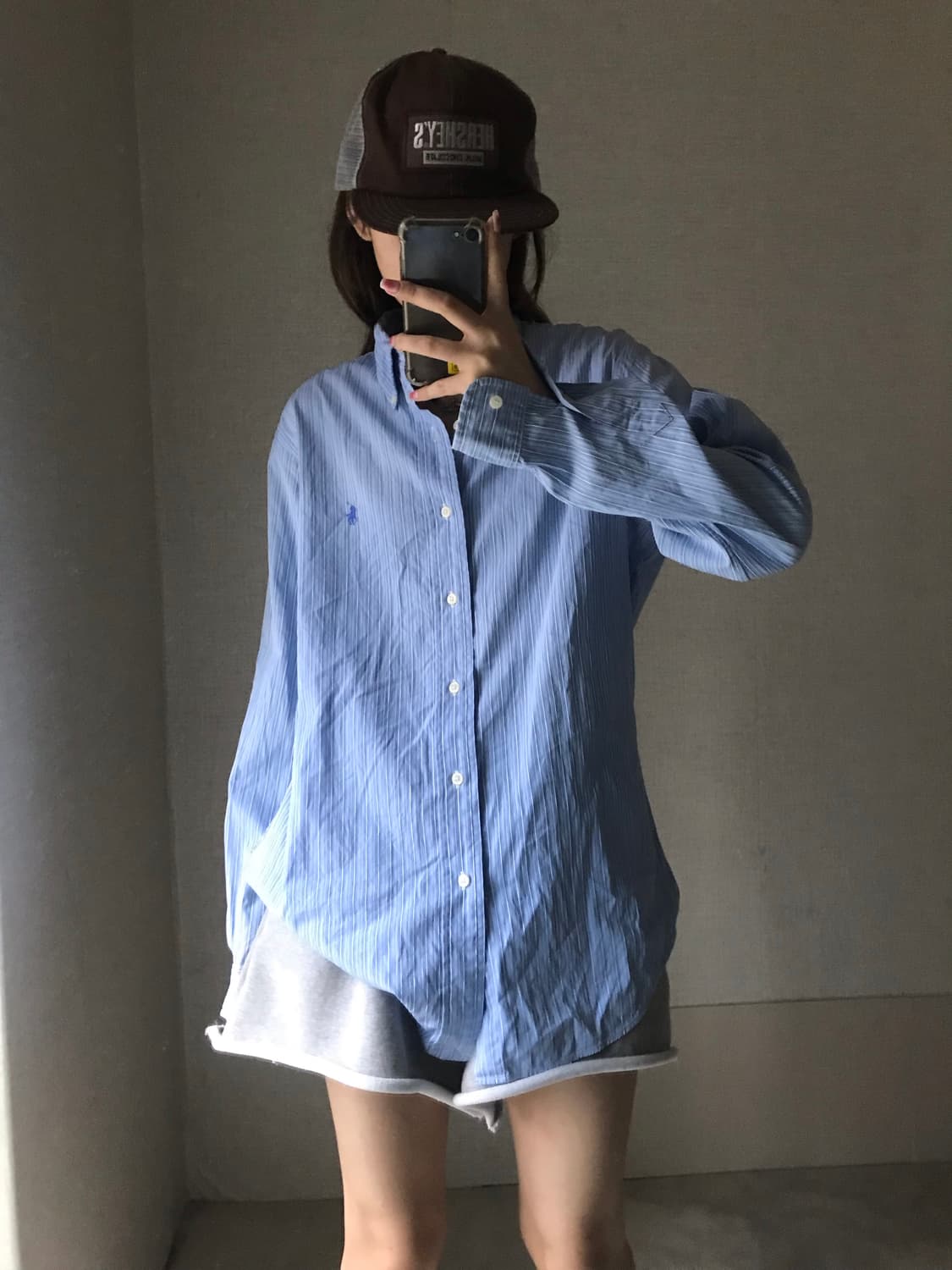 폴로 연하늘 긱시크 셔츠 상품이미지3
