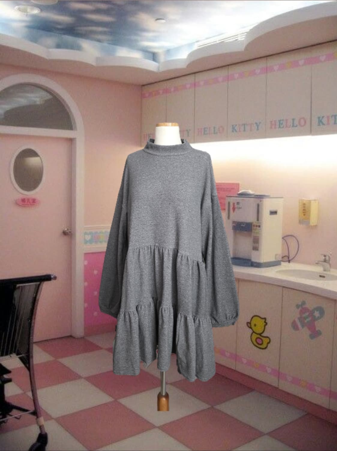 일본빈티지 루즈핏 아방 하구미 모리걸 롱 프릴 원피스 레이어드룩 상품이미지1