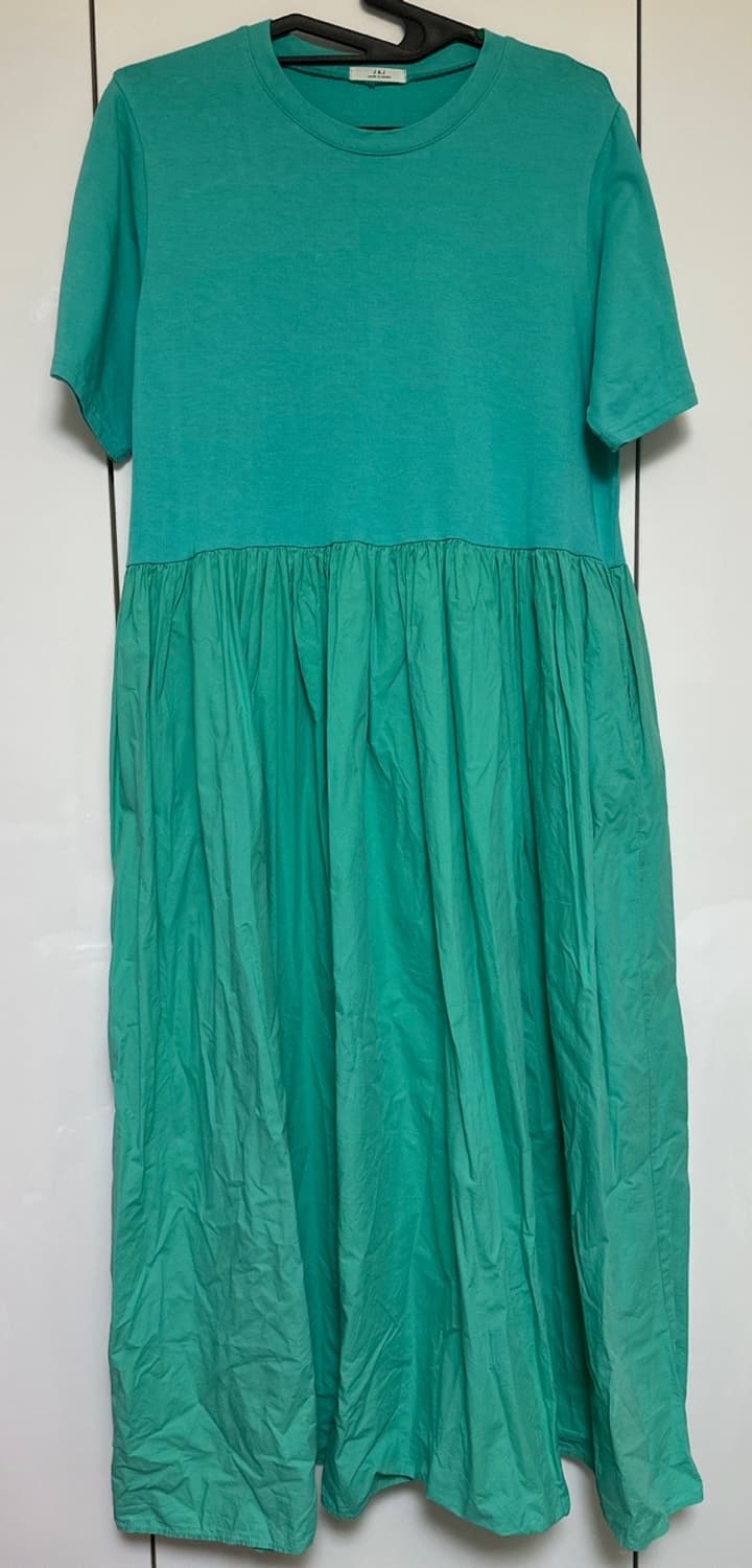 J&J 그린색 반팔 롱 원피스 상품이미지2
