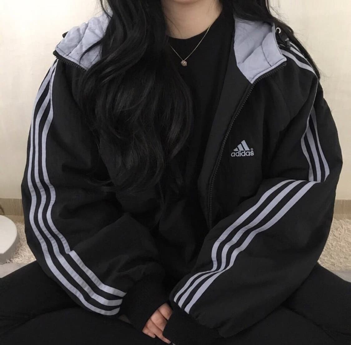 🐰아디다스 스카이블루 삼선 누빔 후드 점퍼 인기🩵 상품이미지1