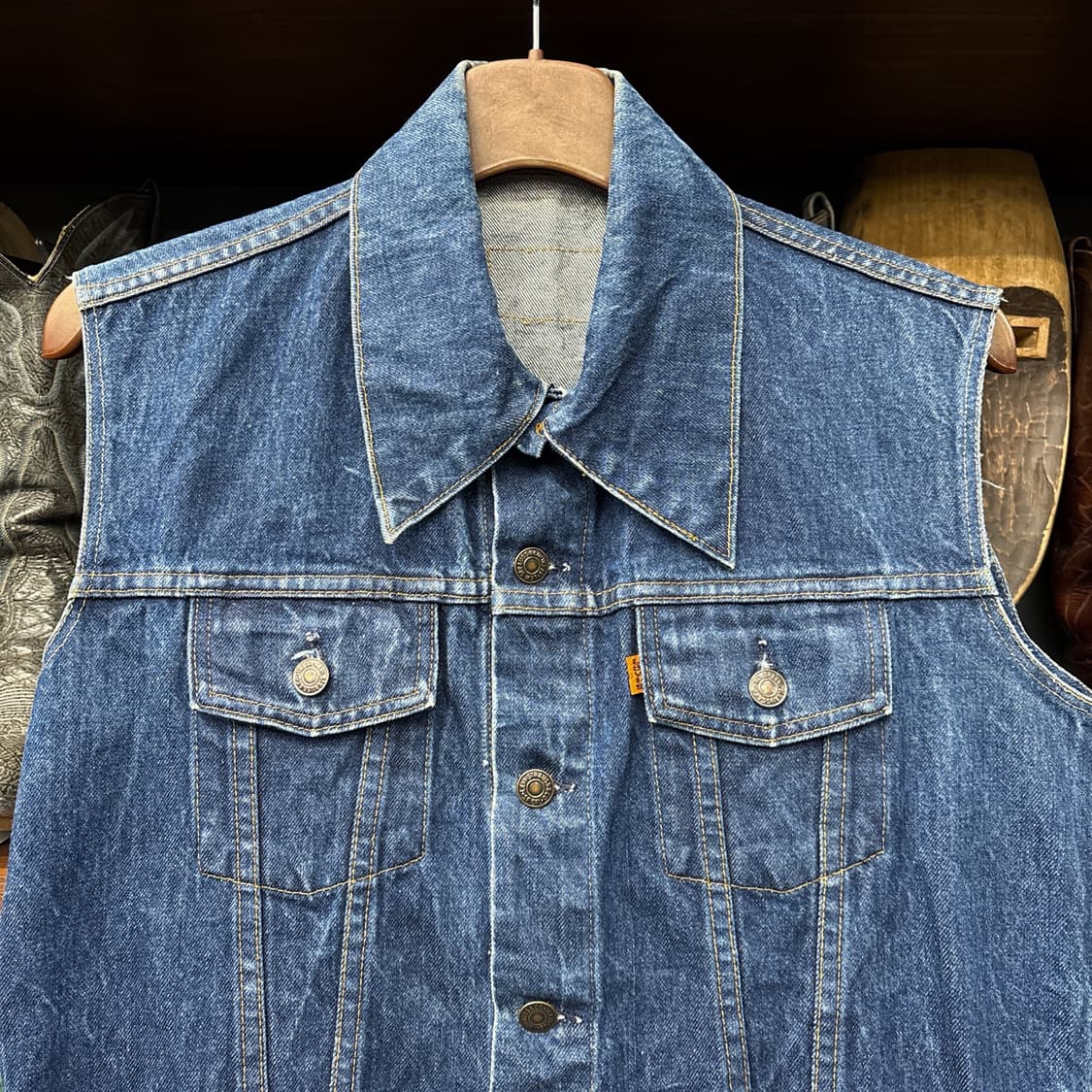 70s 리바이스 오렌지택 트러커 데님 베스트 상품이미지4