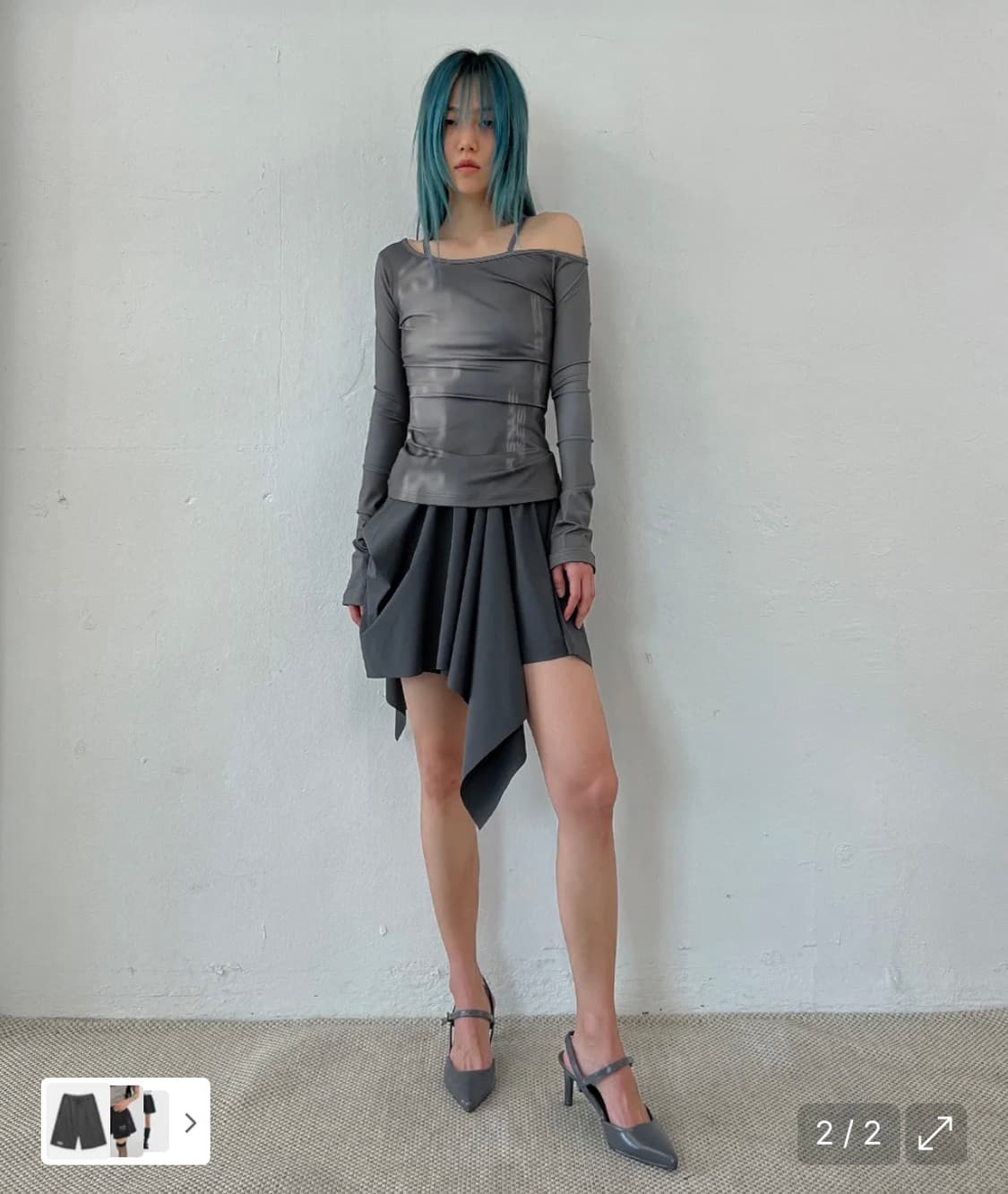 나체 FLOW DRAPING SHORTS CHARCOAL 상품이미지4