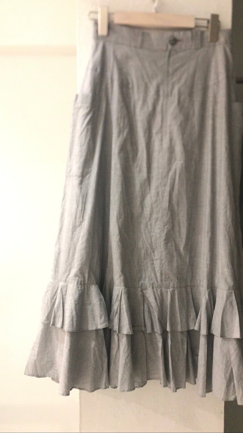 플리츠 그레이 롱스커트 상품이미지1