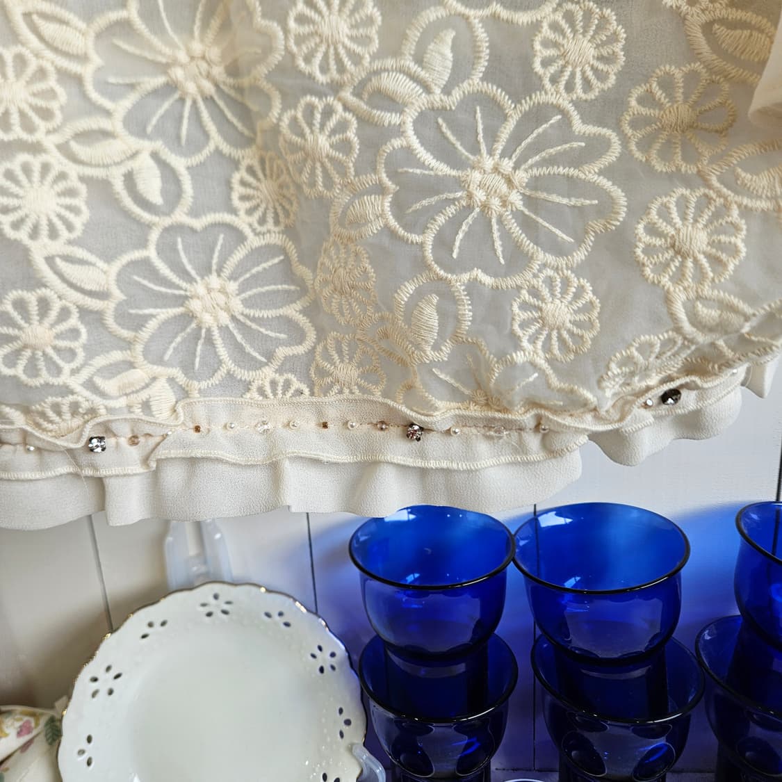 0327 아이보리 프릴 비즈 쉬폰 숏 볼레로 상품이미지8