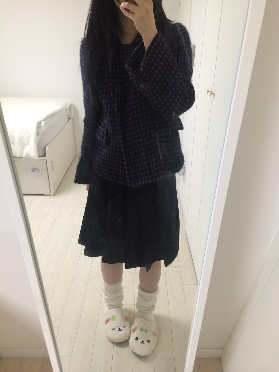 퍼플 도트 하프 코트 상품이미지1