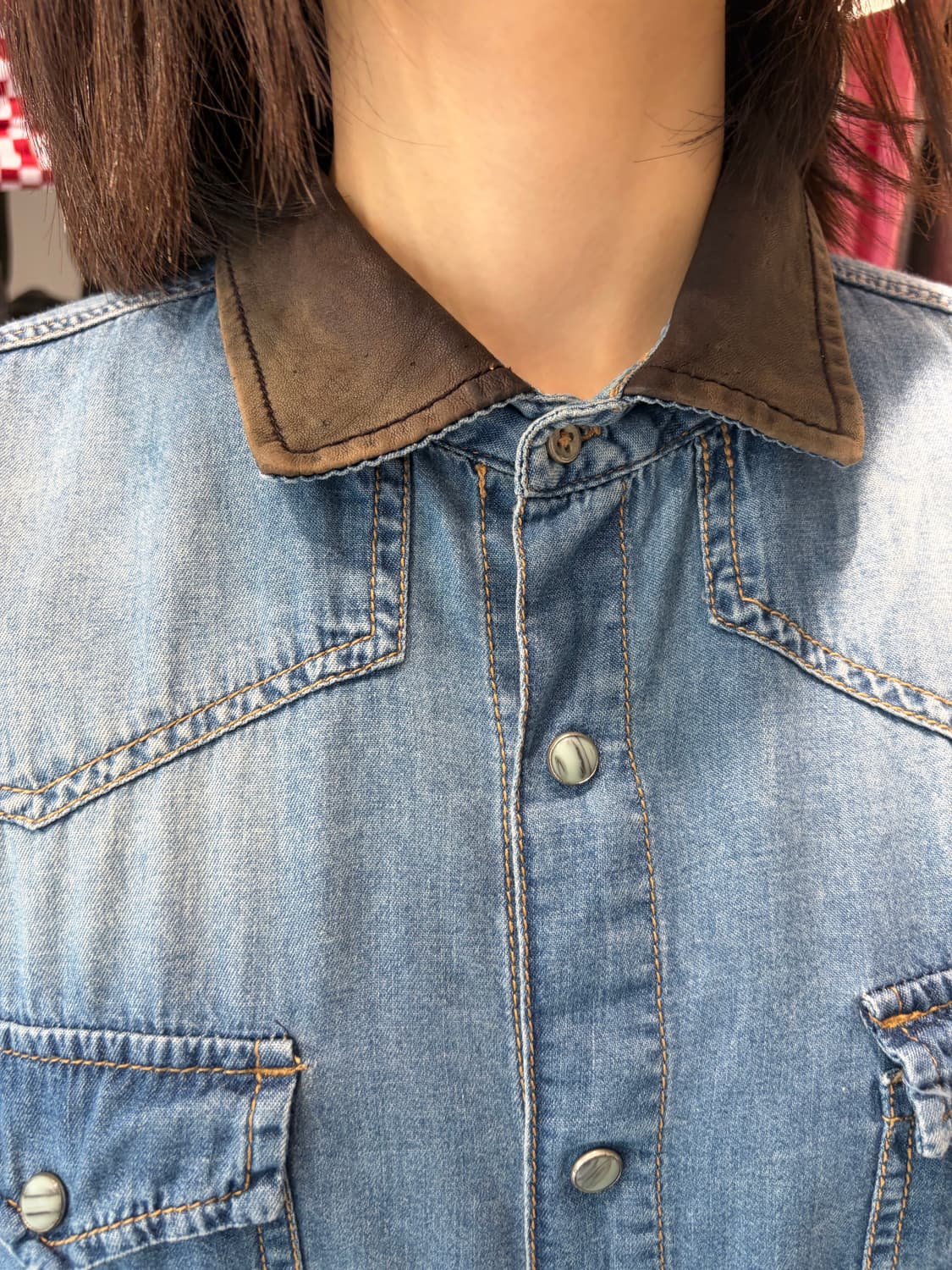 Zara man 웨스턴 투포켓 데님 셔츠 L 상품이미지5