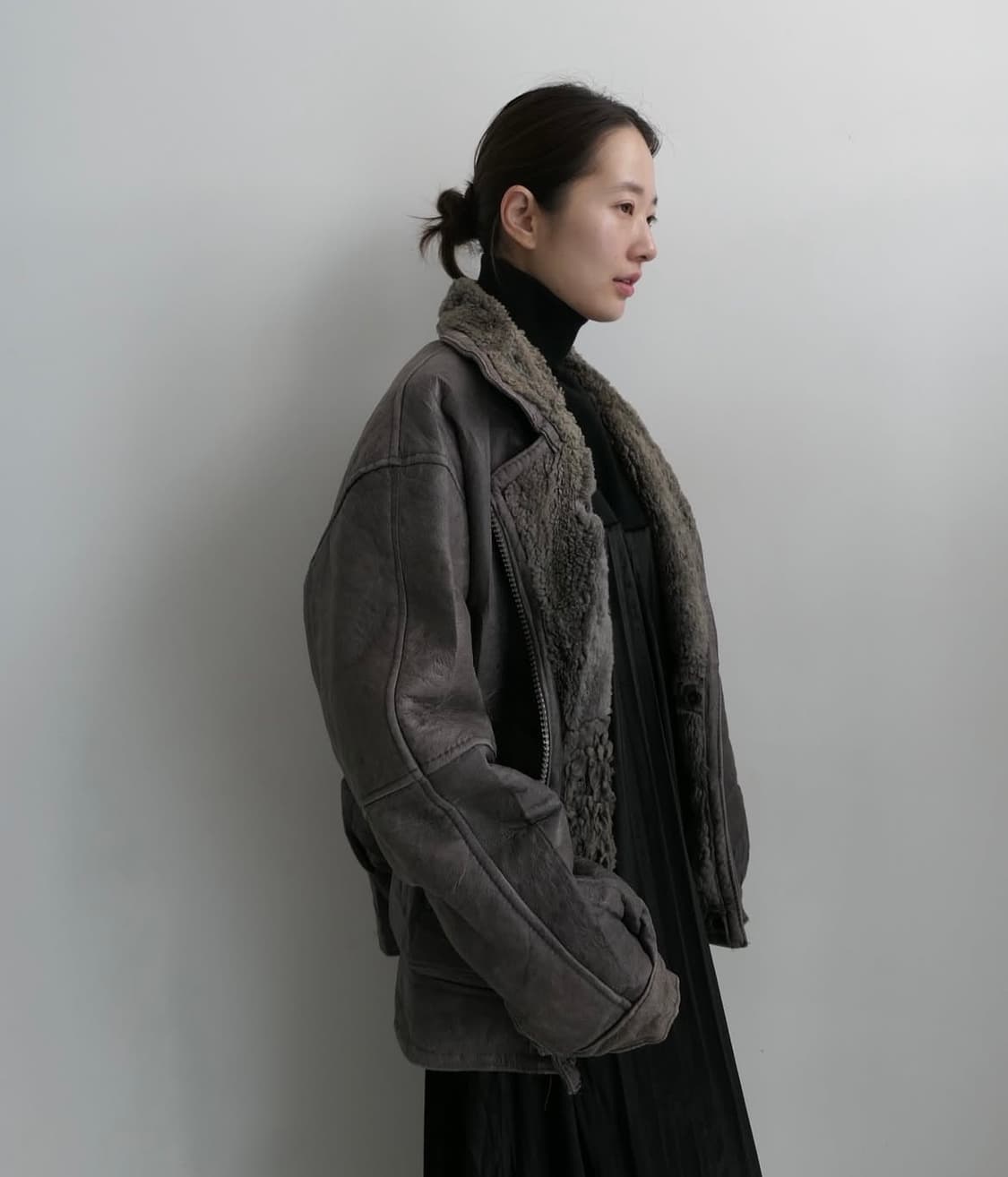 빈티지 낙원 nagwon 그레이카키 무스탕 자켓 상품이미지2