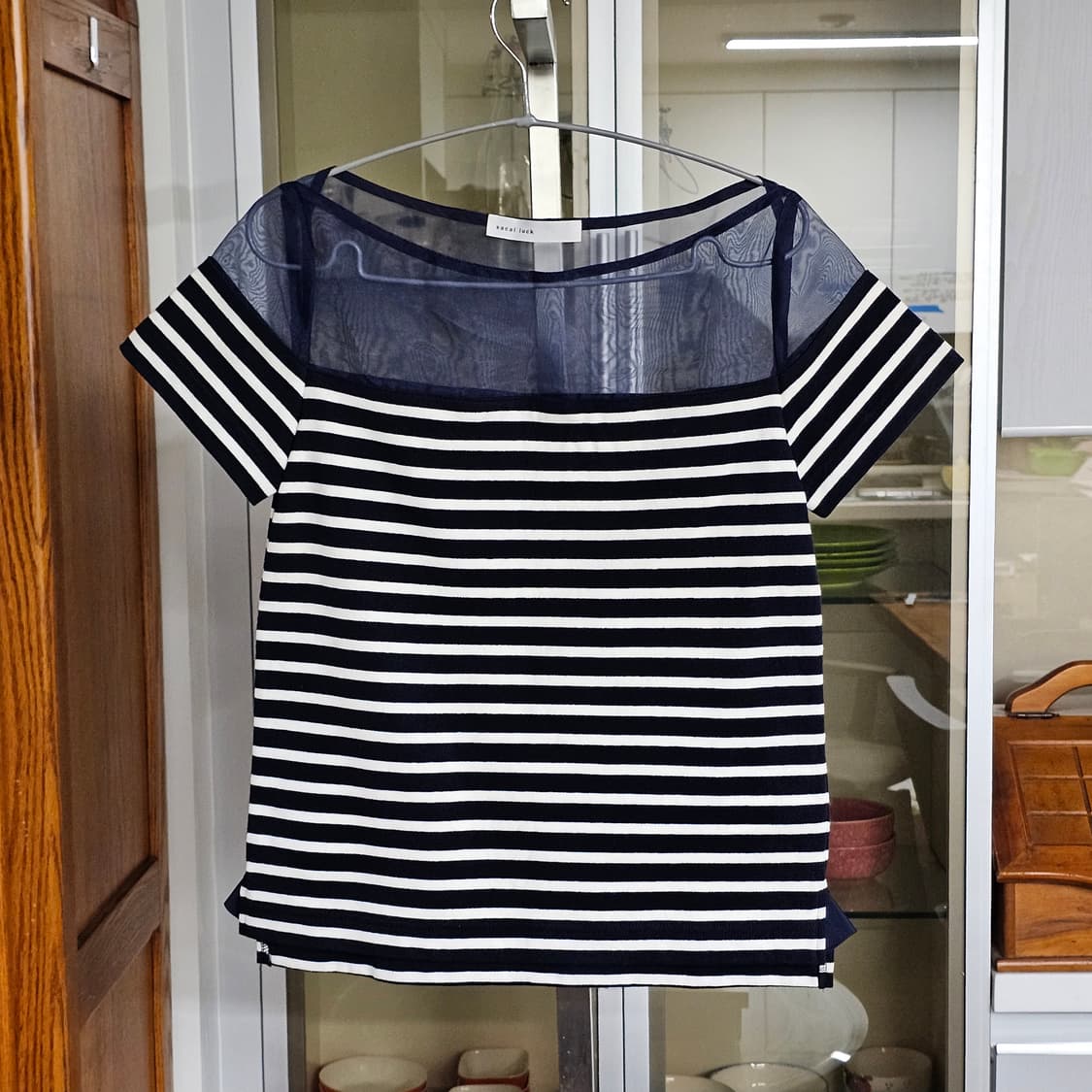 1)55/정품) 사카이 럭(sacai luck) 스트라이프 시스루 배색 상품이미지1