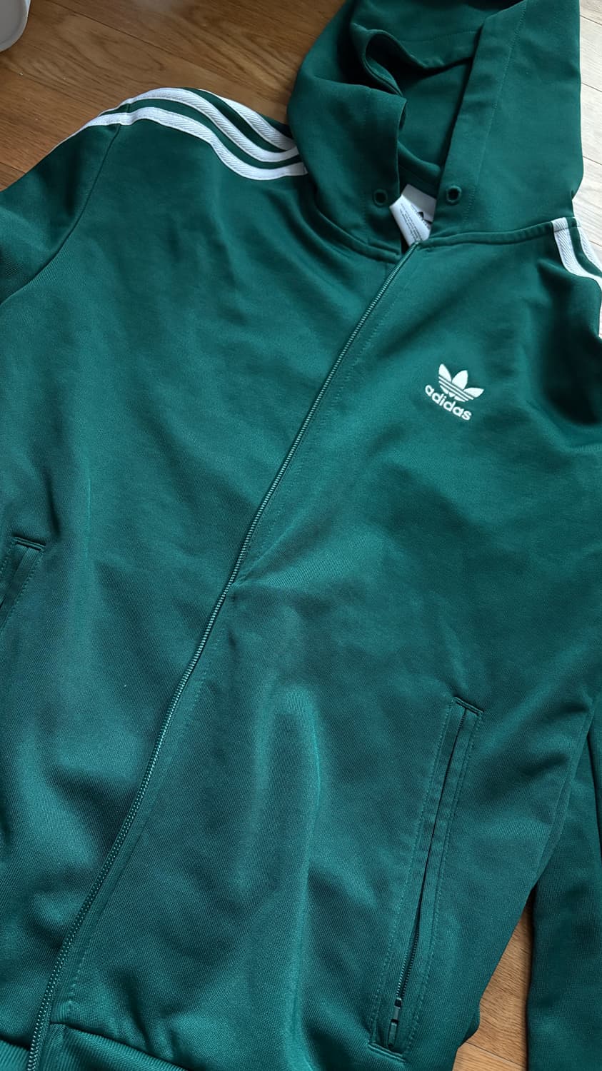 아디다스 그린 삼선 후드집업 XS 져지 상품이미지2