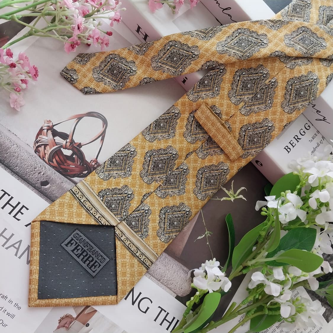 지안프랑코 페레 오너먼트 패턴 넥타이 9.6cm S~A+등급 K2475 상품이미지5