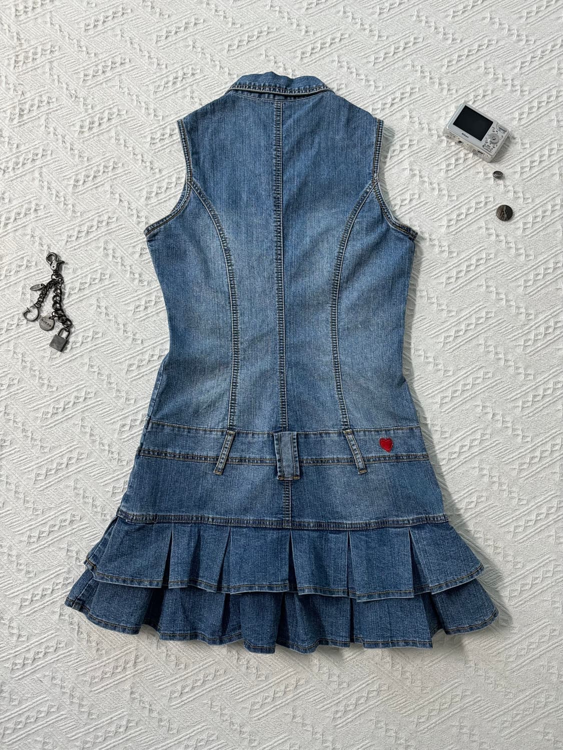 버튼 데님 프릴 원피스 상품이미지8