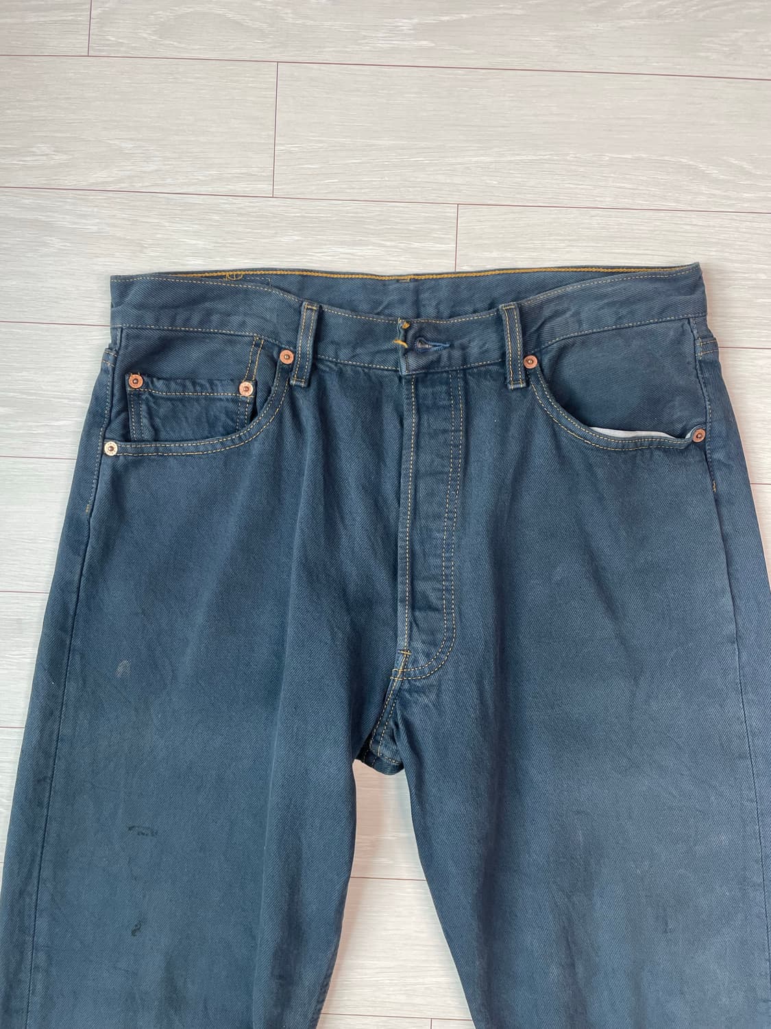 리바이스 501 다크 인디고 데님 팬츠 (옐로우 스티치) 상품이미지2