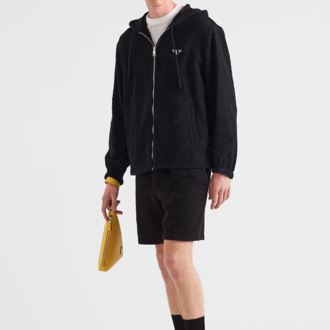 [S+급/50] 프라다 테리 클로스 후드집업 자켓 블랙 상품이미지8