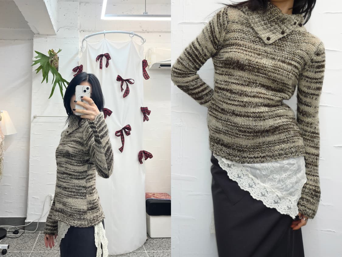 Button polar earth knit 상품이미지1