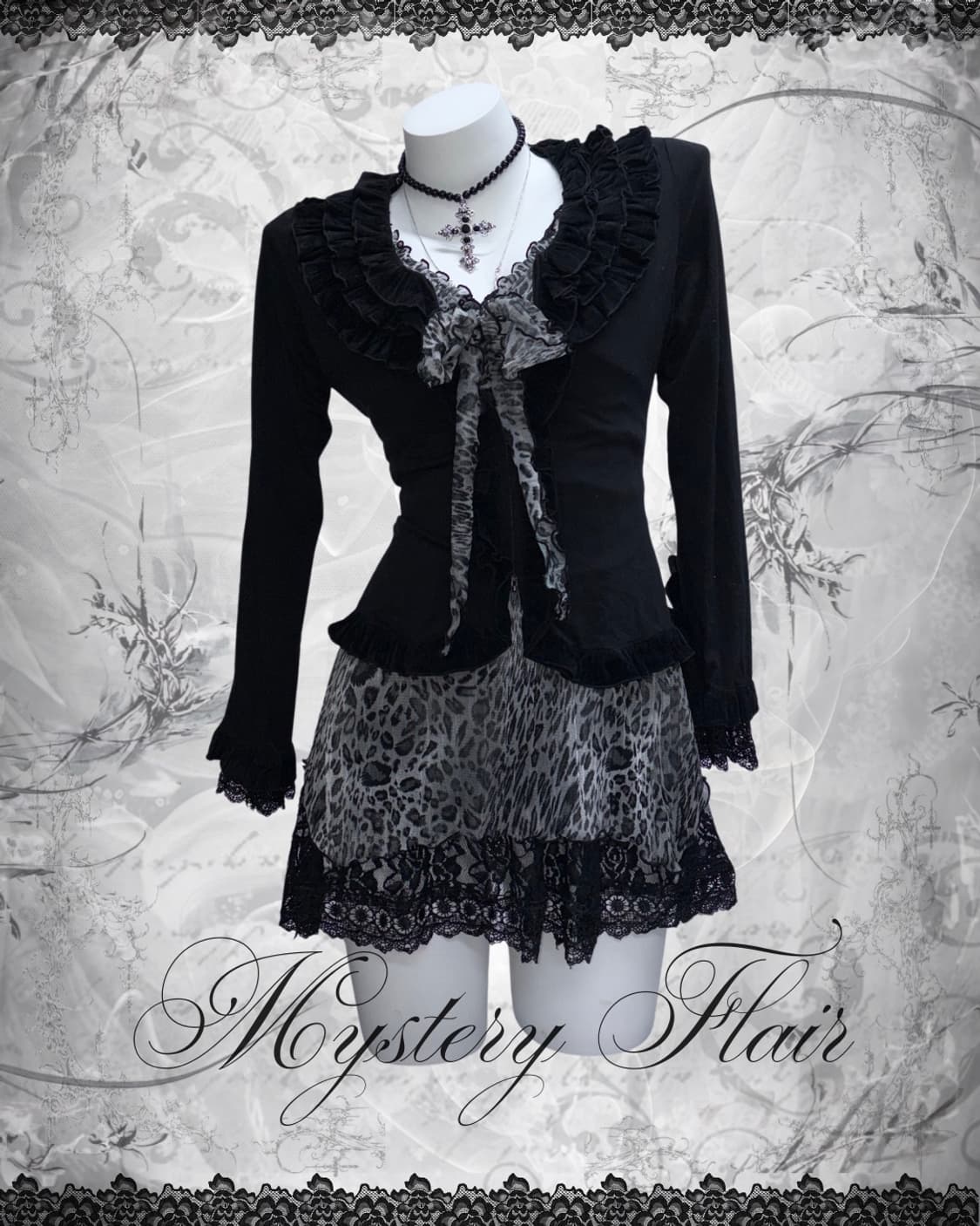 로맨틱고스 무채색 호피 프릴 다크페어리 3피스 세트🖤🧚 상품이미지7