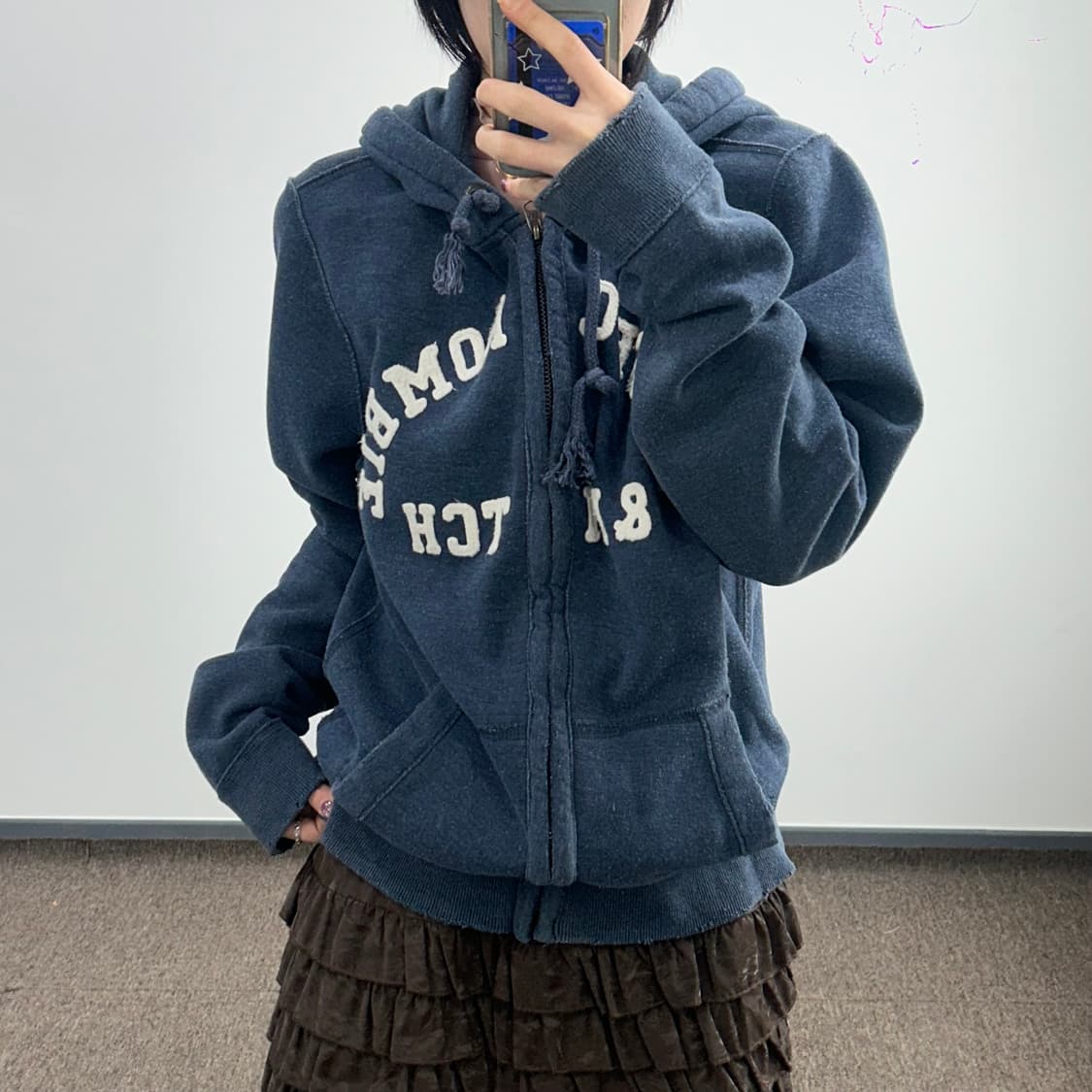 Abercrombie 아베크롬비 스펠아웃 로고 블루 후드집업 상품이미지1