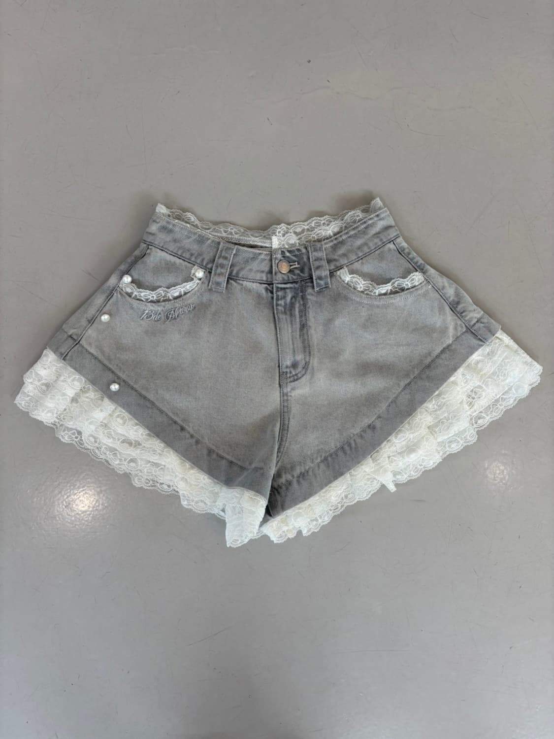 (New) 13de Marzo Lace Denim Shorts 상품이미지2